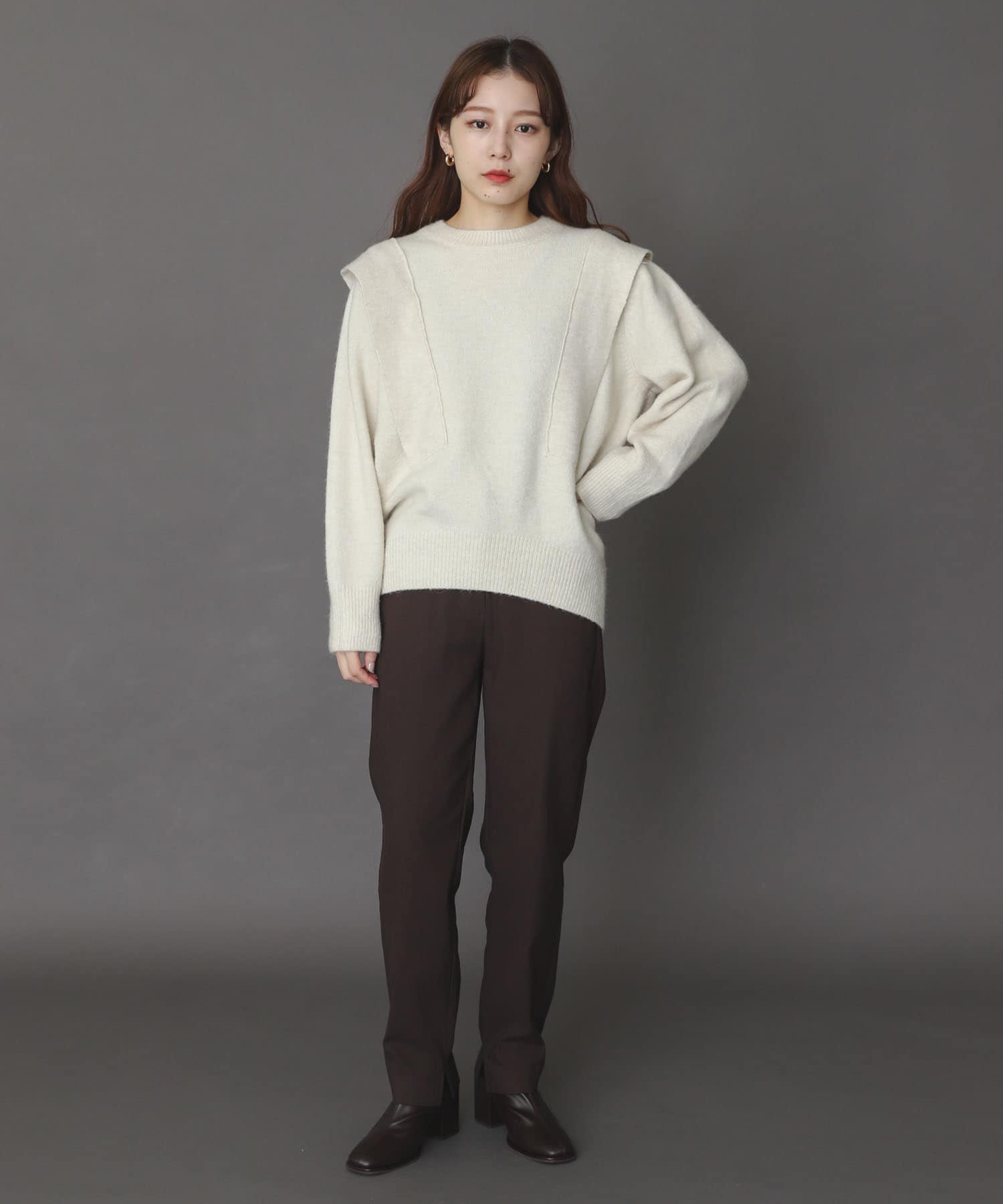 『TALLサイズあり』ストレッチスリムテーパードパンツ BROWN XS