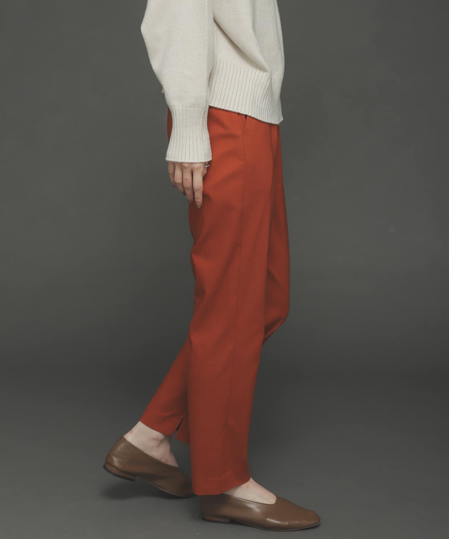 『TALLサイズあり』ストレッチスリムテーパードパンツ ORANGE XS