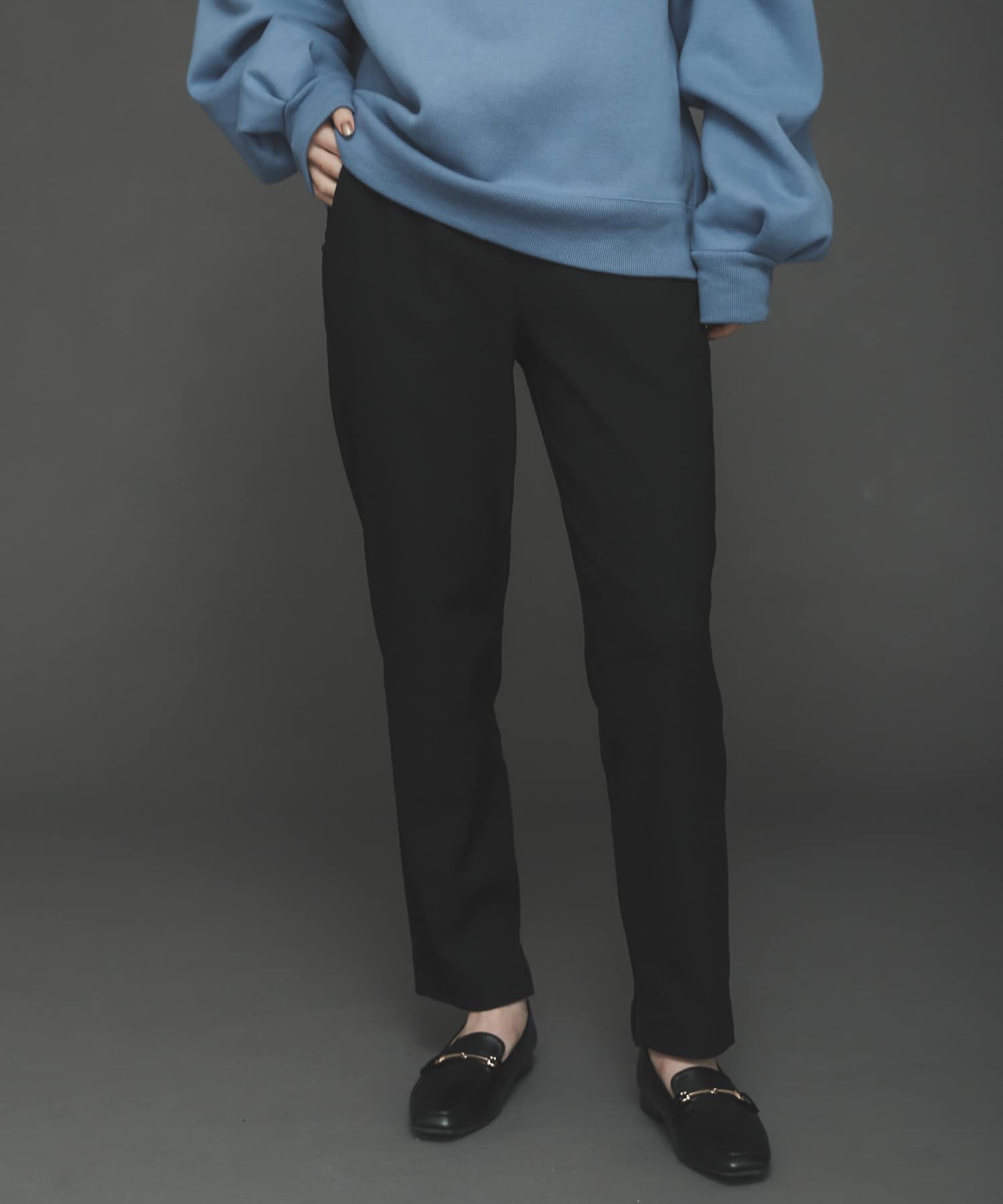 『TALLサイズあり』ストレッチスリムテーパードパンツ BLACK XS