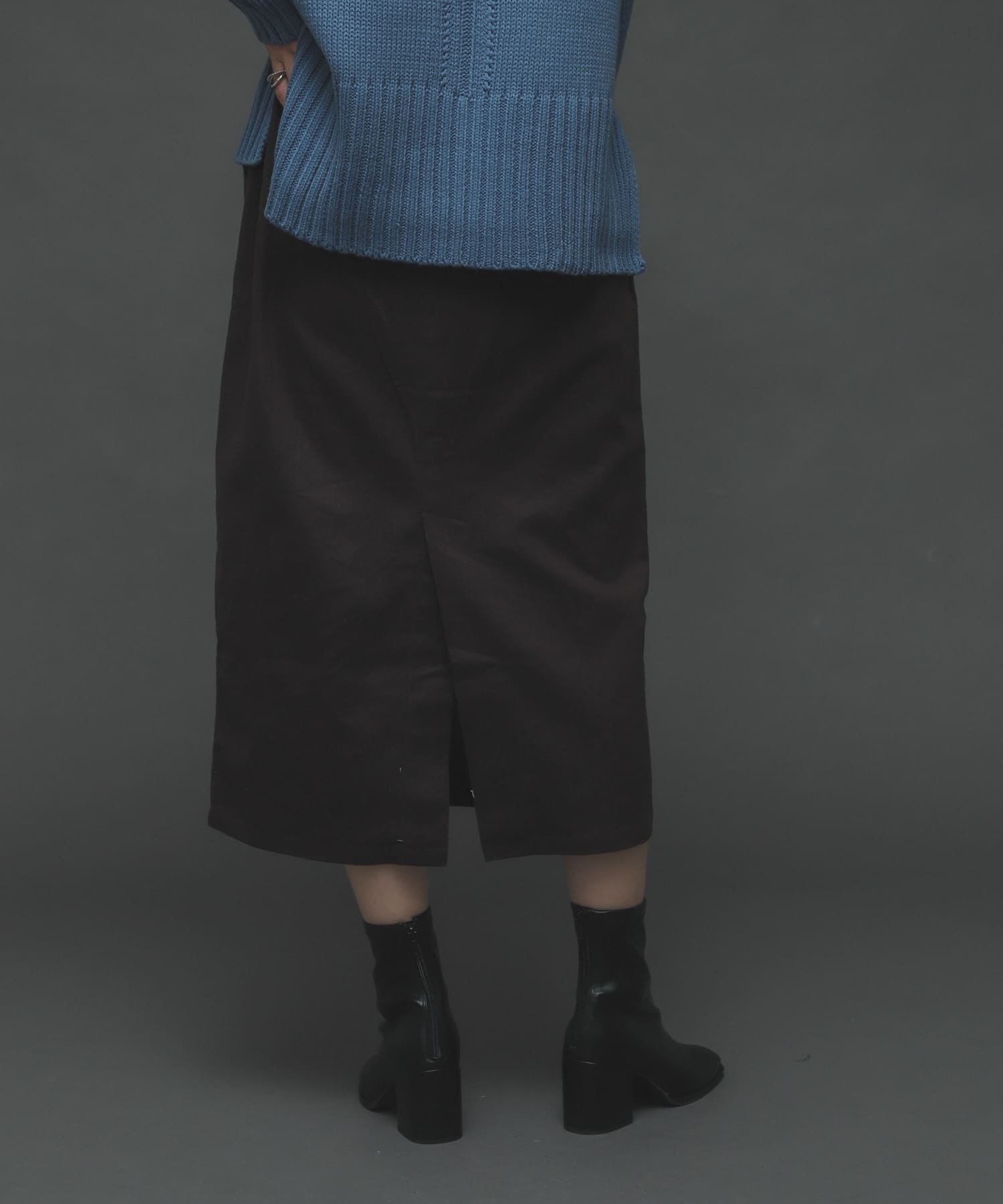 ボタンディテールアイラインスカート BROWN S