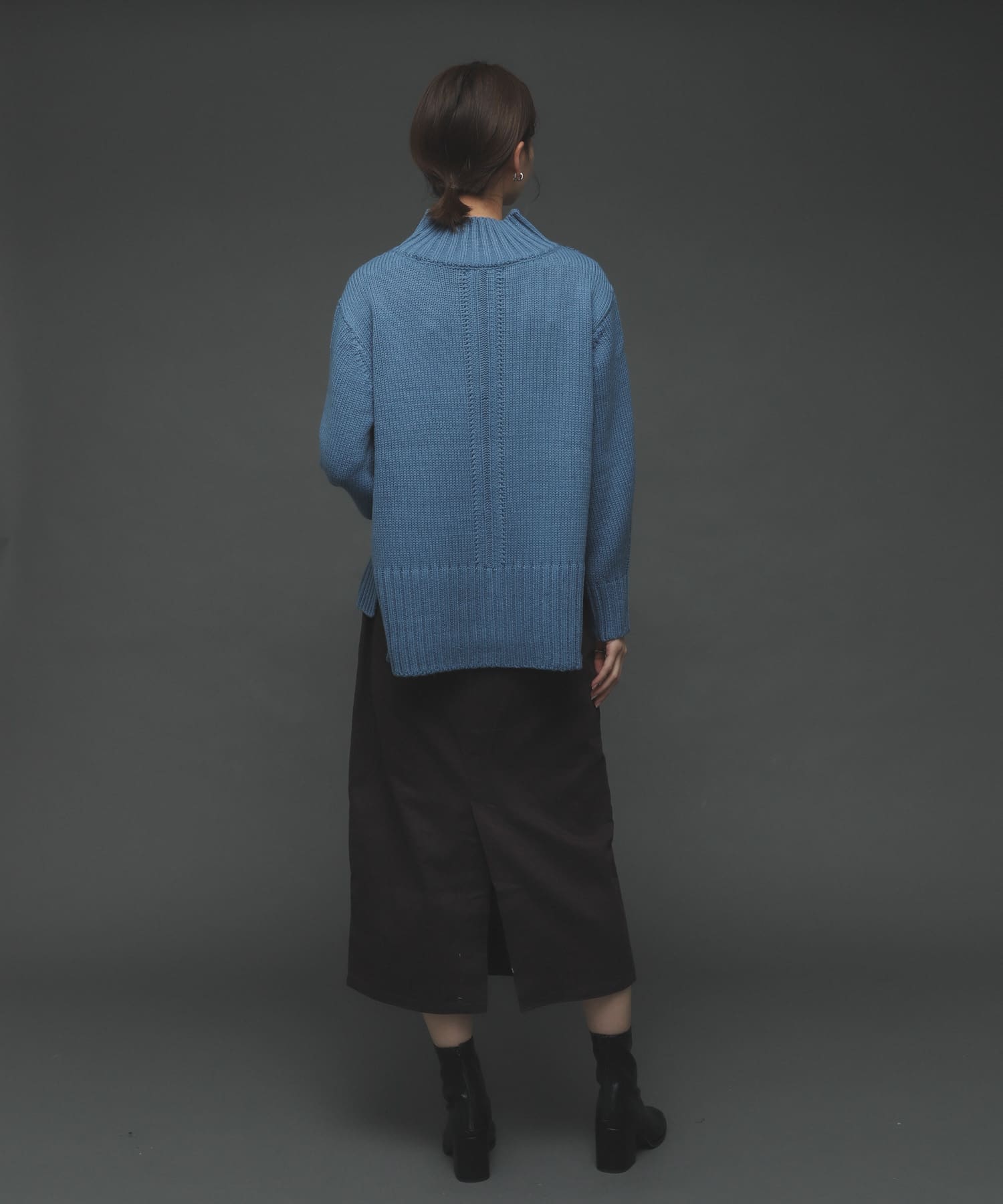 ボタンディテールアイラインスカート BROWN M
