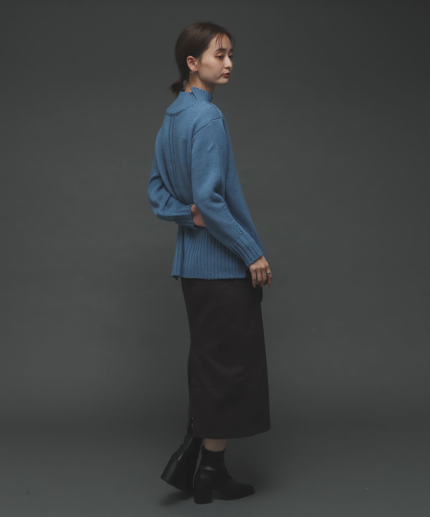 ボタンディテールアイラインスカート BROWN M