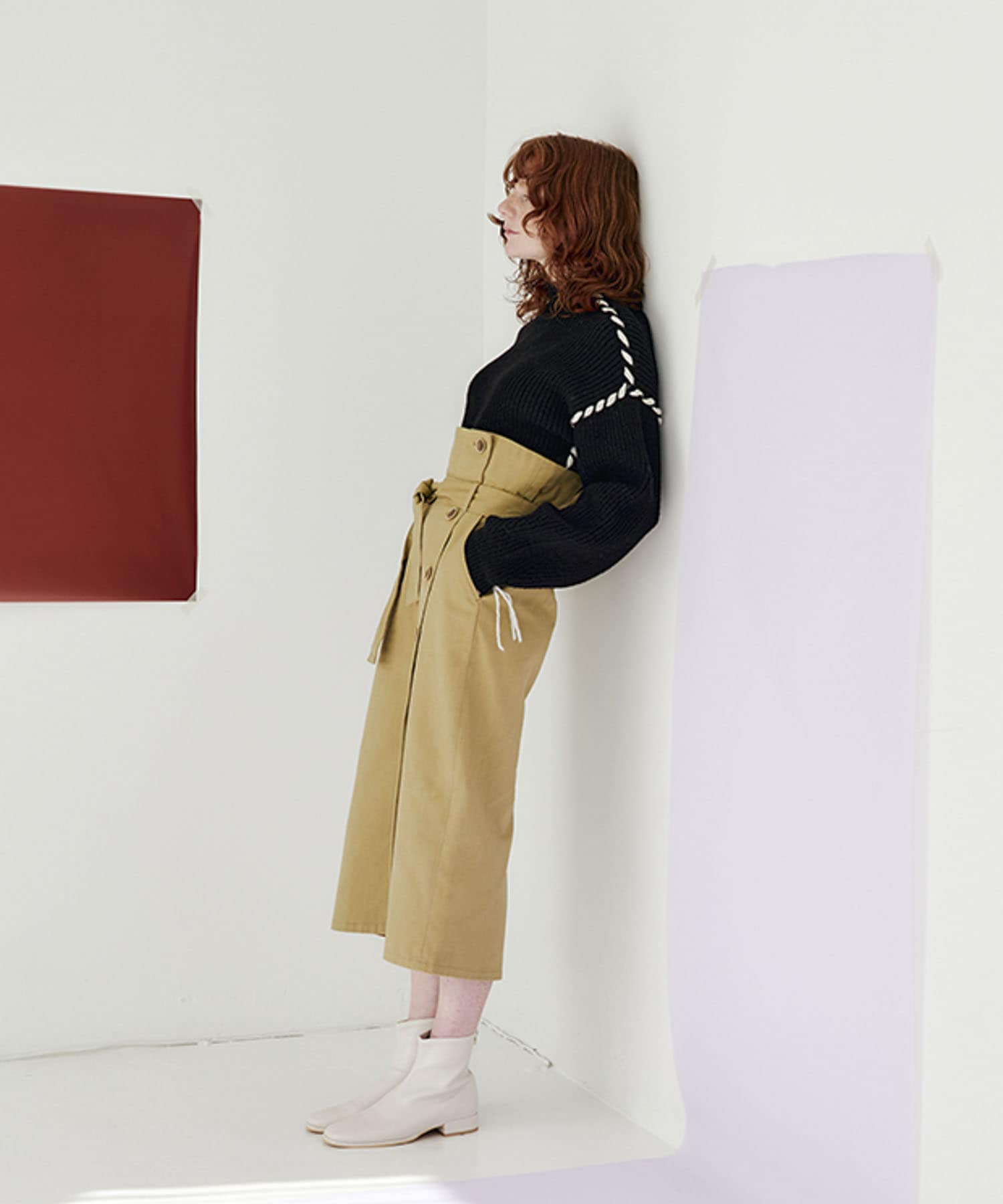 ボタンディテールアイラインスカート L.KHAKI S