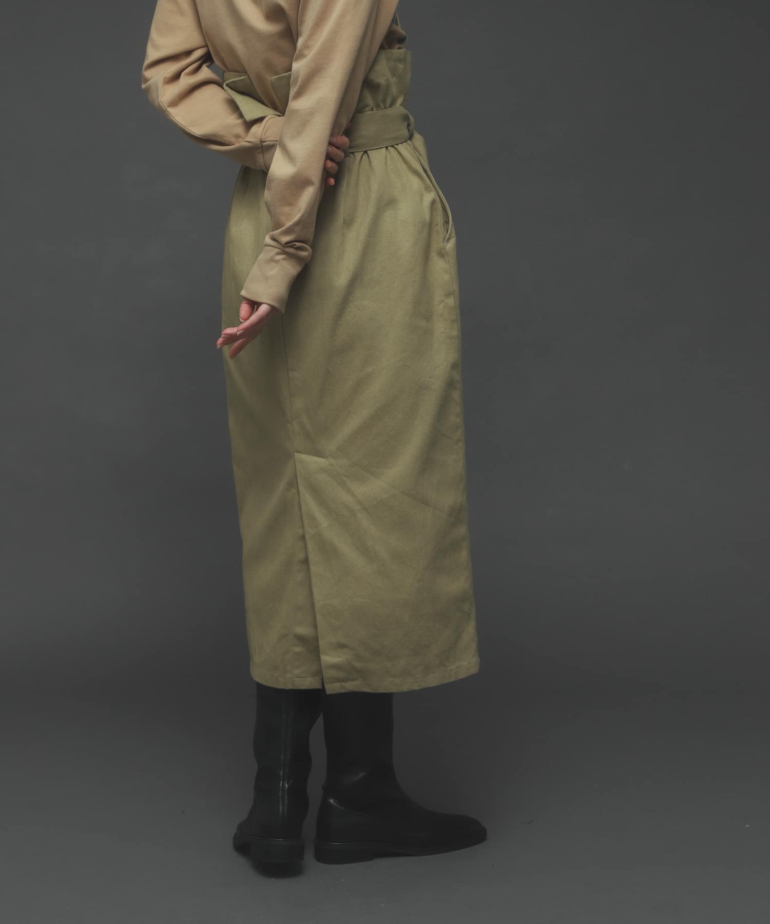 ボタンディテールアイラインスカート L.KHAKI S