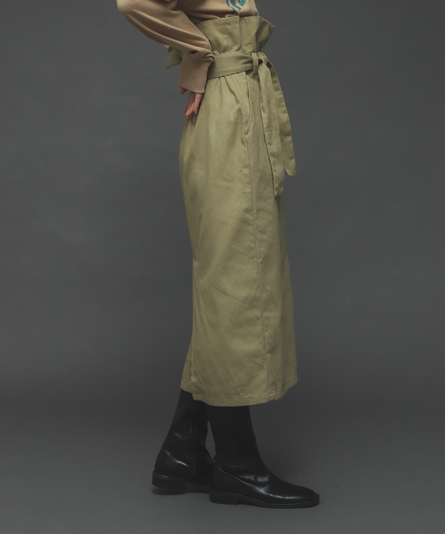 ボタンディテールアイラインスカート L.KHAKI M