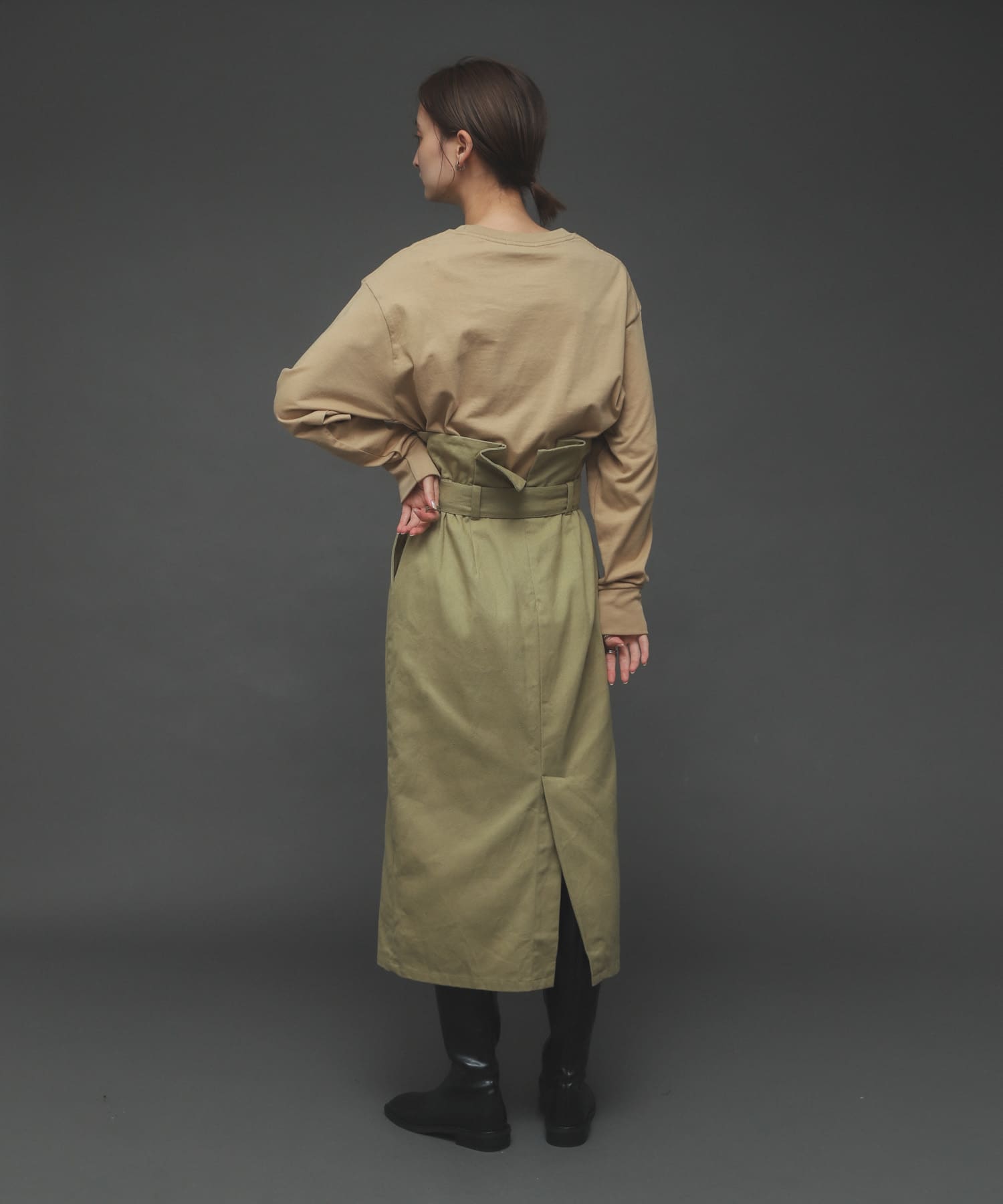 ボタンディテールアイラインスカート L.KHAKI M