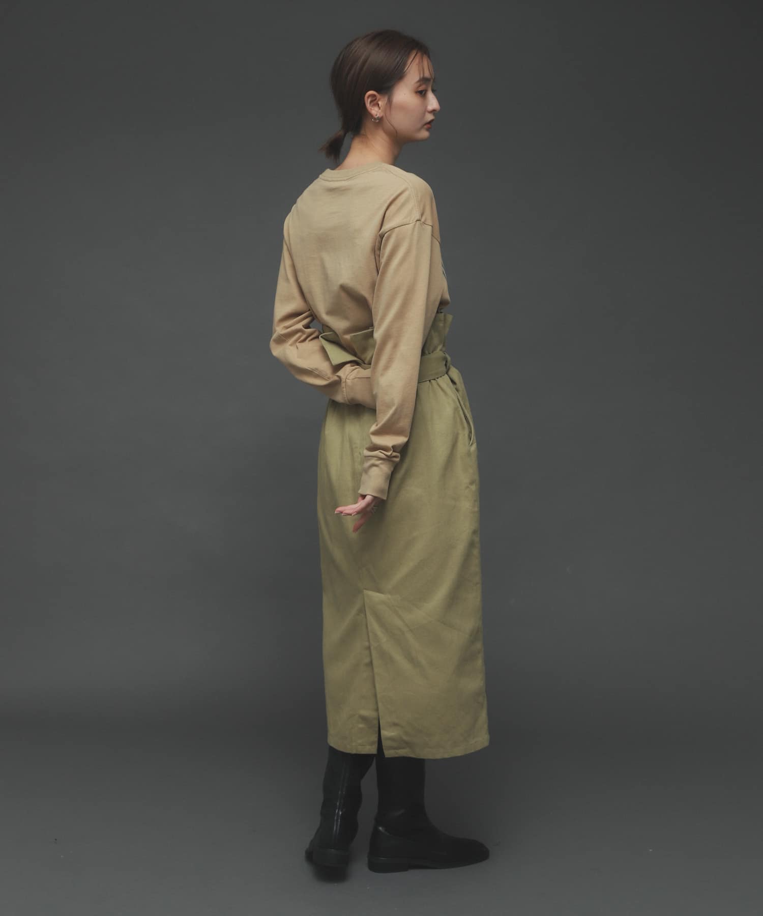 ボタンディテールアイラインスカート L.KHAKI M