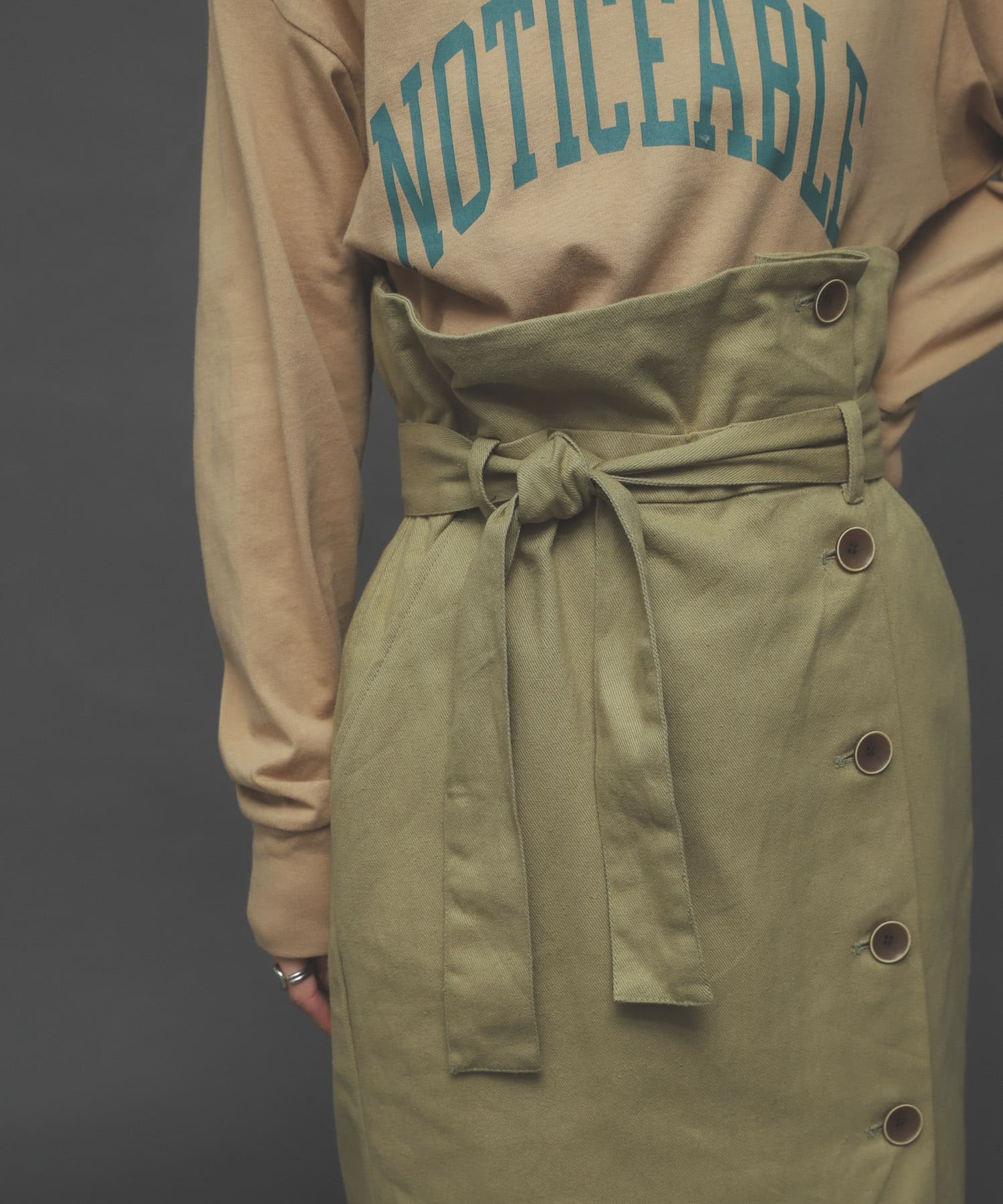 ボタンディテールアイラインスカート L.KHAKI M