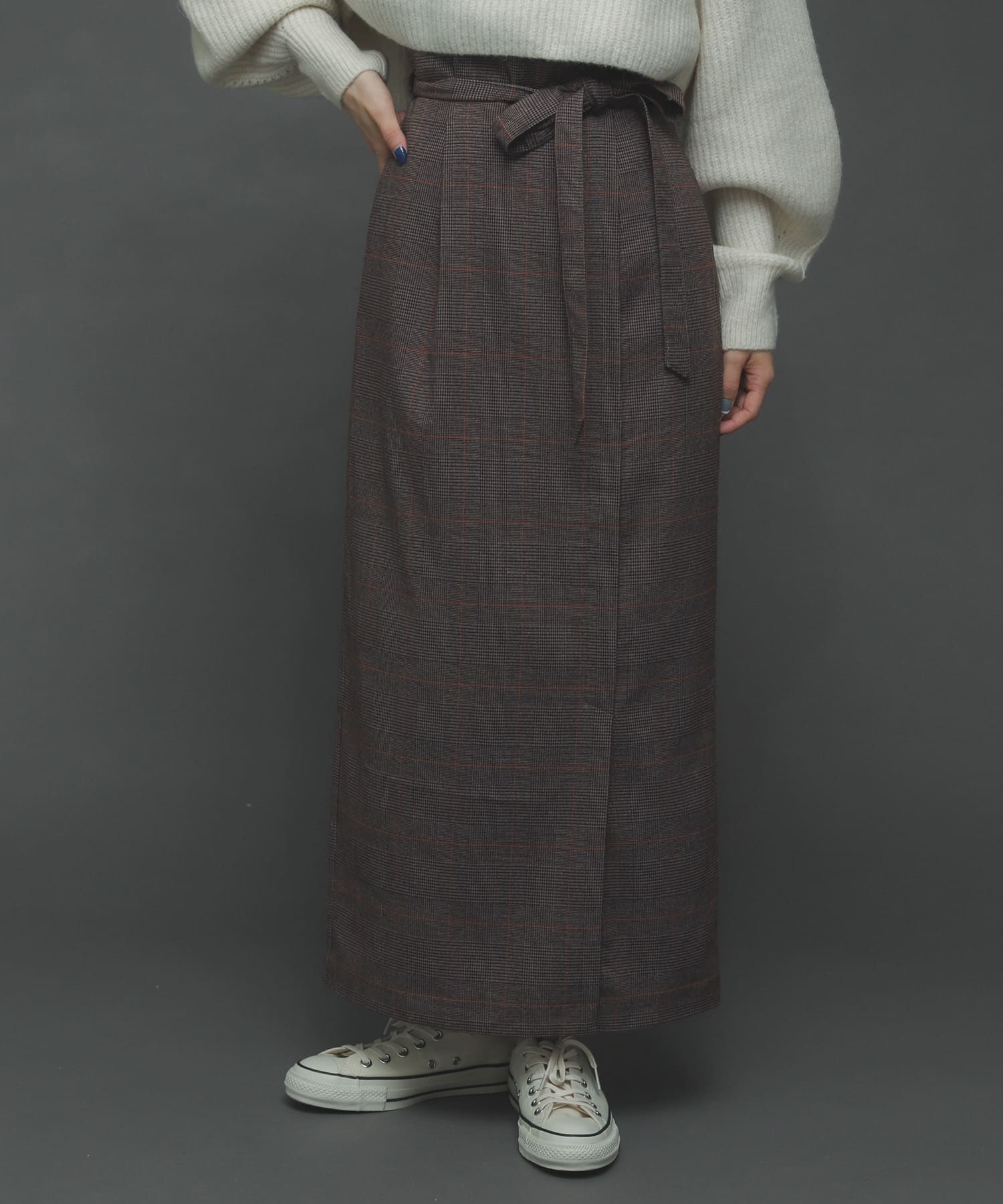 ウールライクハイウエストスカート CHECK XS
