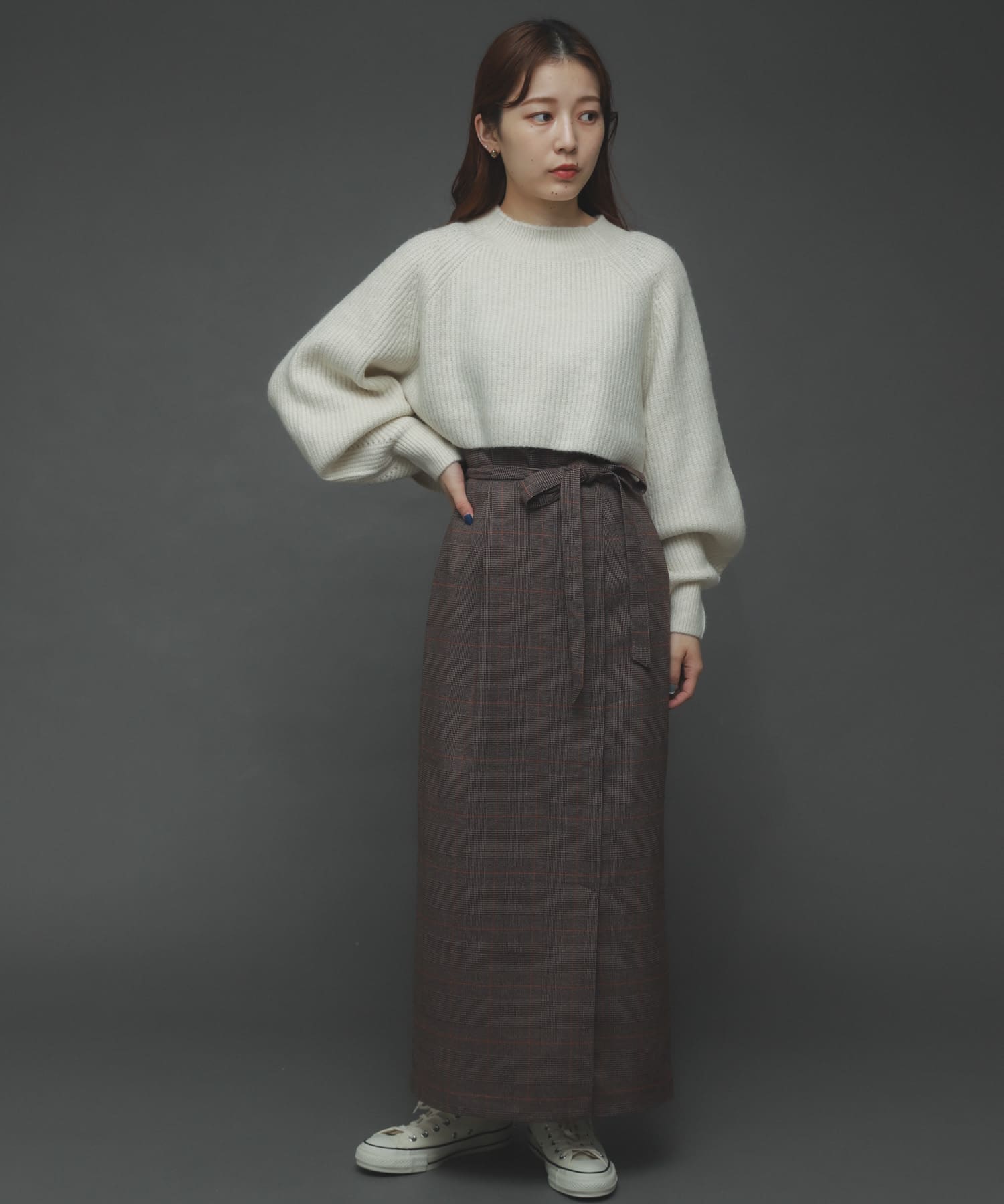 ウールライクハイウエストスカート CHECK XS