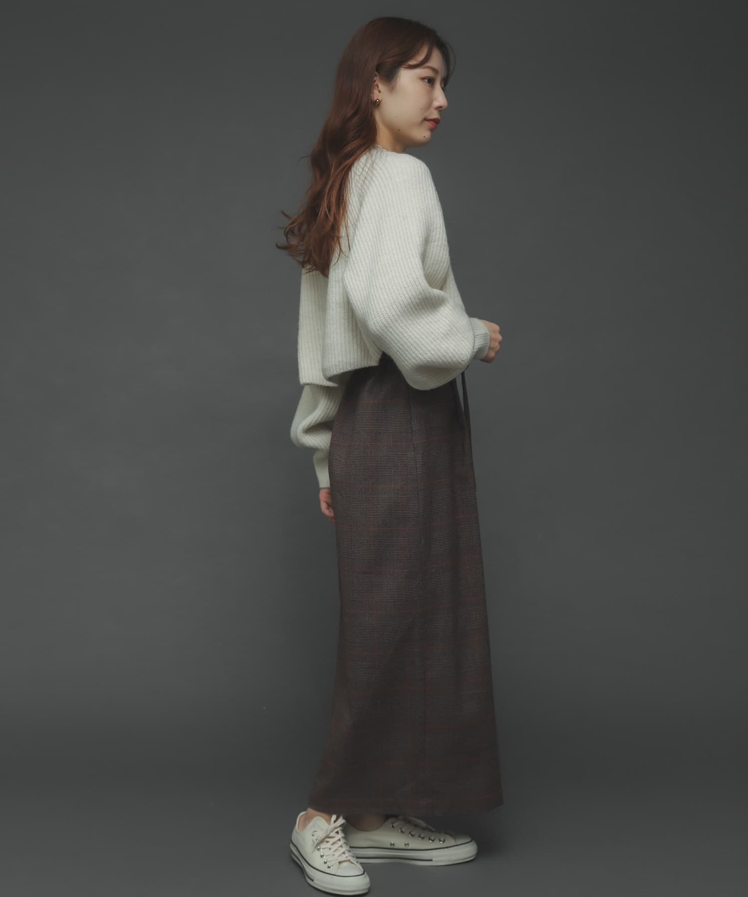 ウールライクハイウエストスカート CHECK XS
