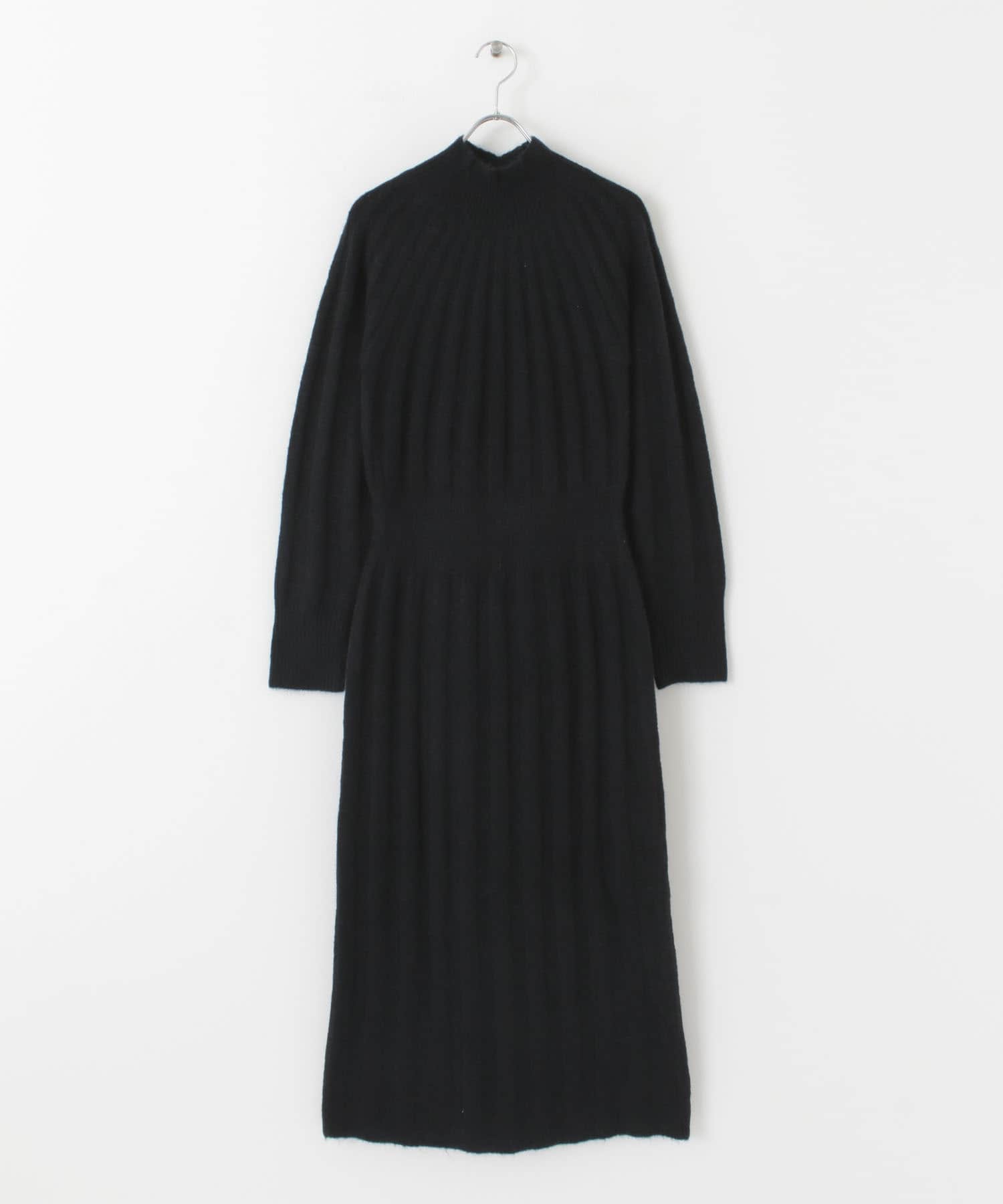 ストレッチアルパカウエストマークワンピース BLACK one