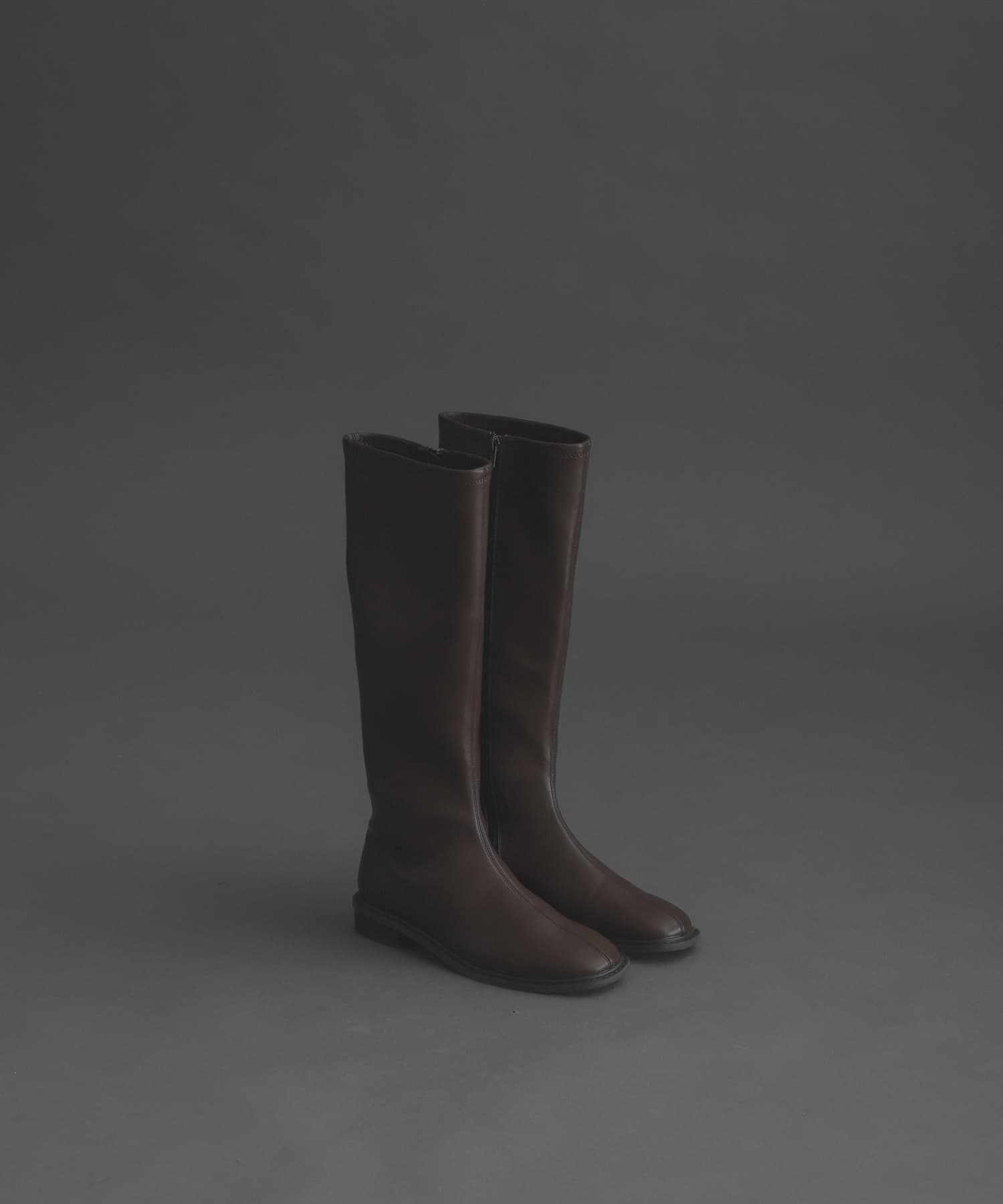スクエアトウセンターシームロングブーツ BROWN S