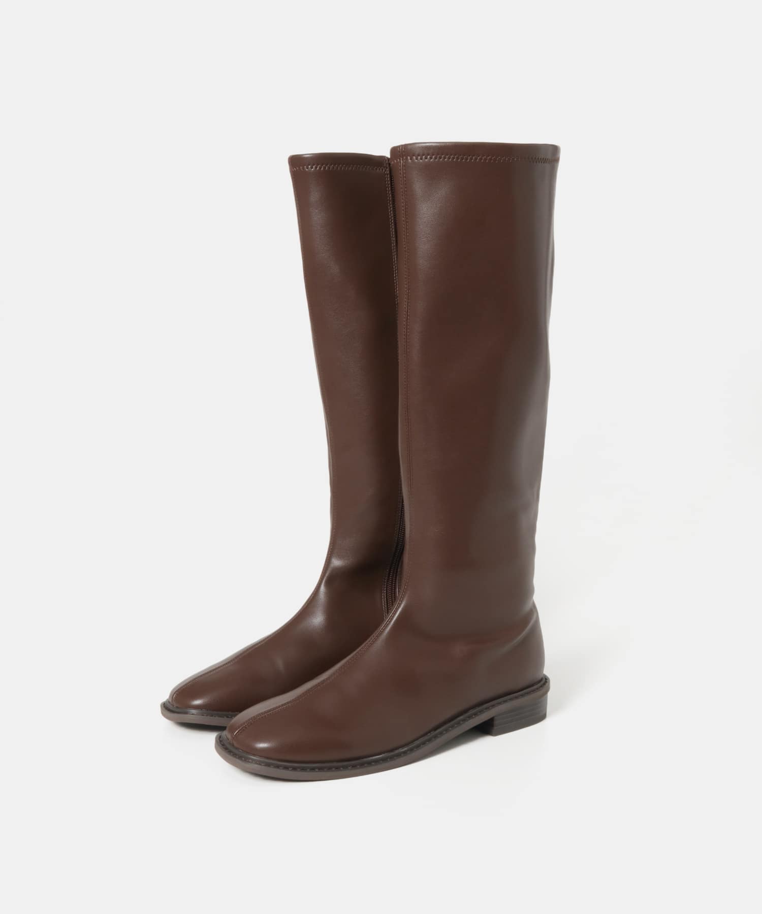 スクエアトウセンターシームロングブーツ BROWN S
