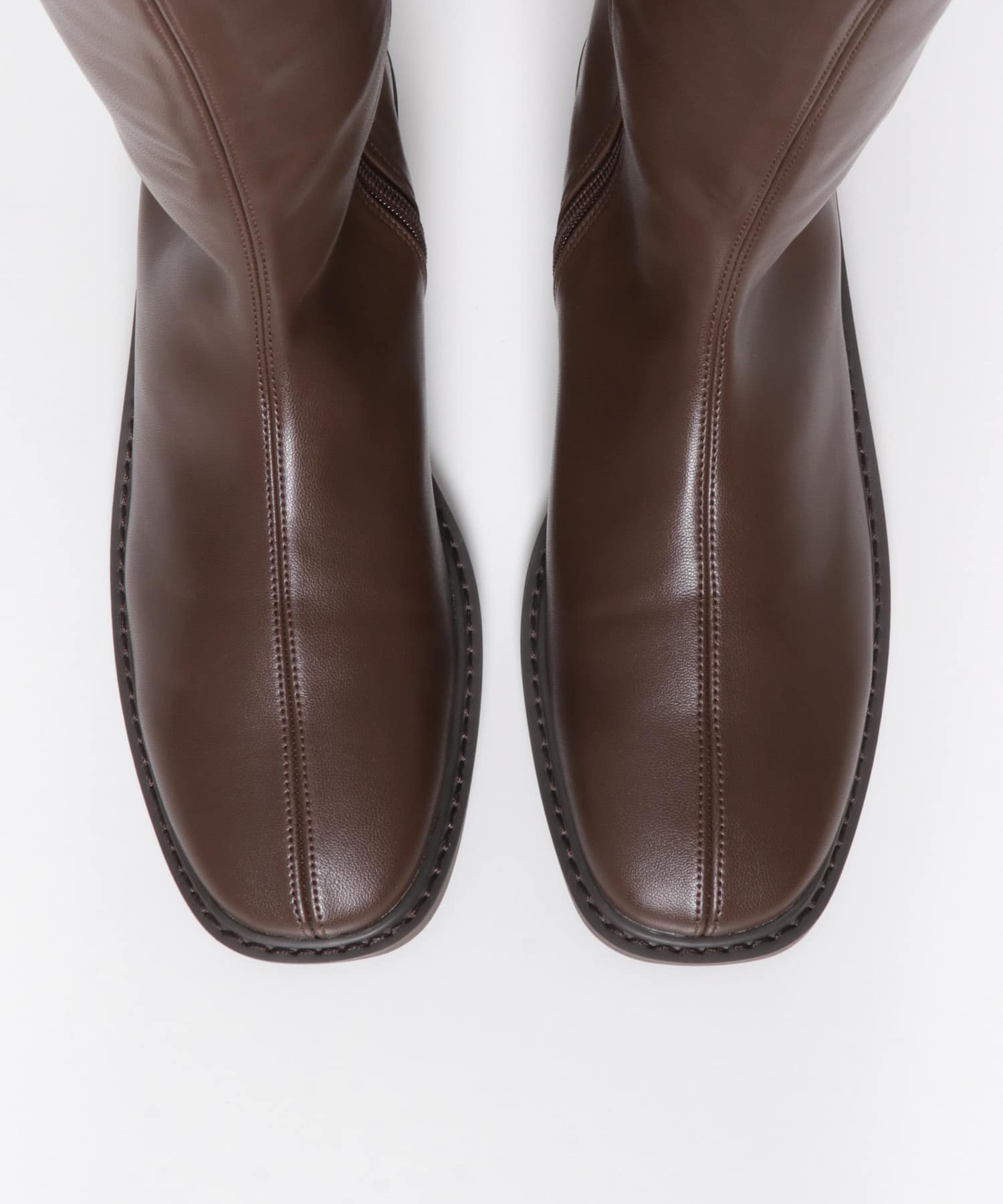 スクエアトウセンターシームロングブーツ BROWN S
