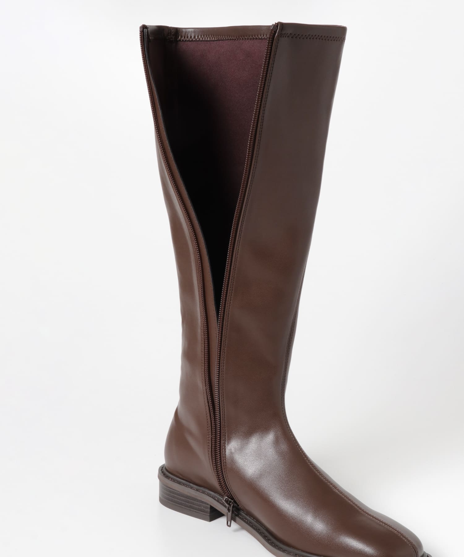 スクエアトウセンターシームロングブーツ BROWN S