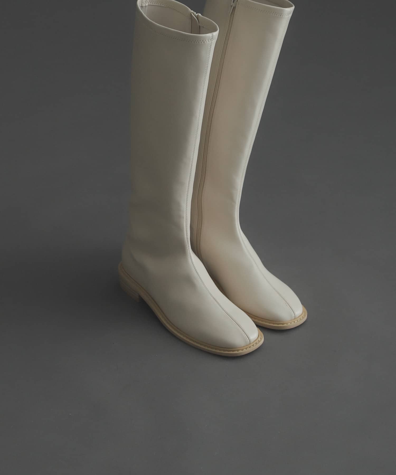 スクエアトウセンターシームロングブーツ IVORY S