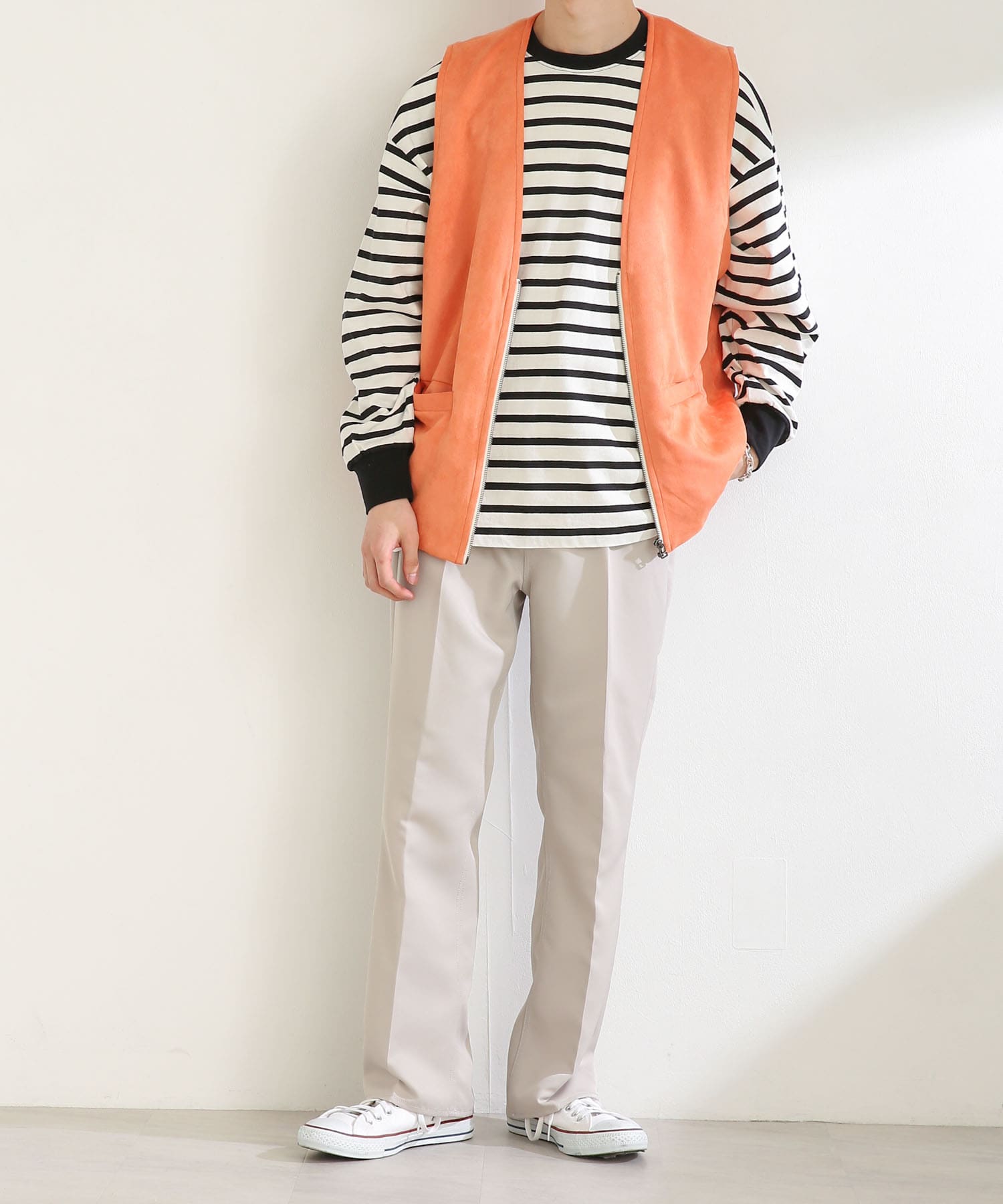 エコスエードジップベスト ORANGE M