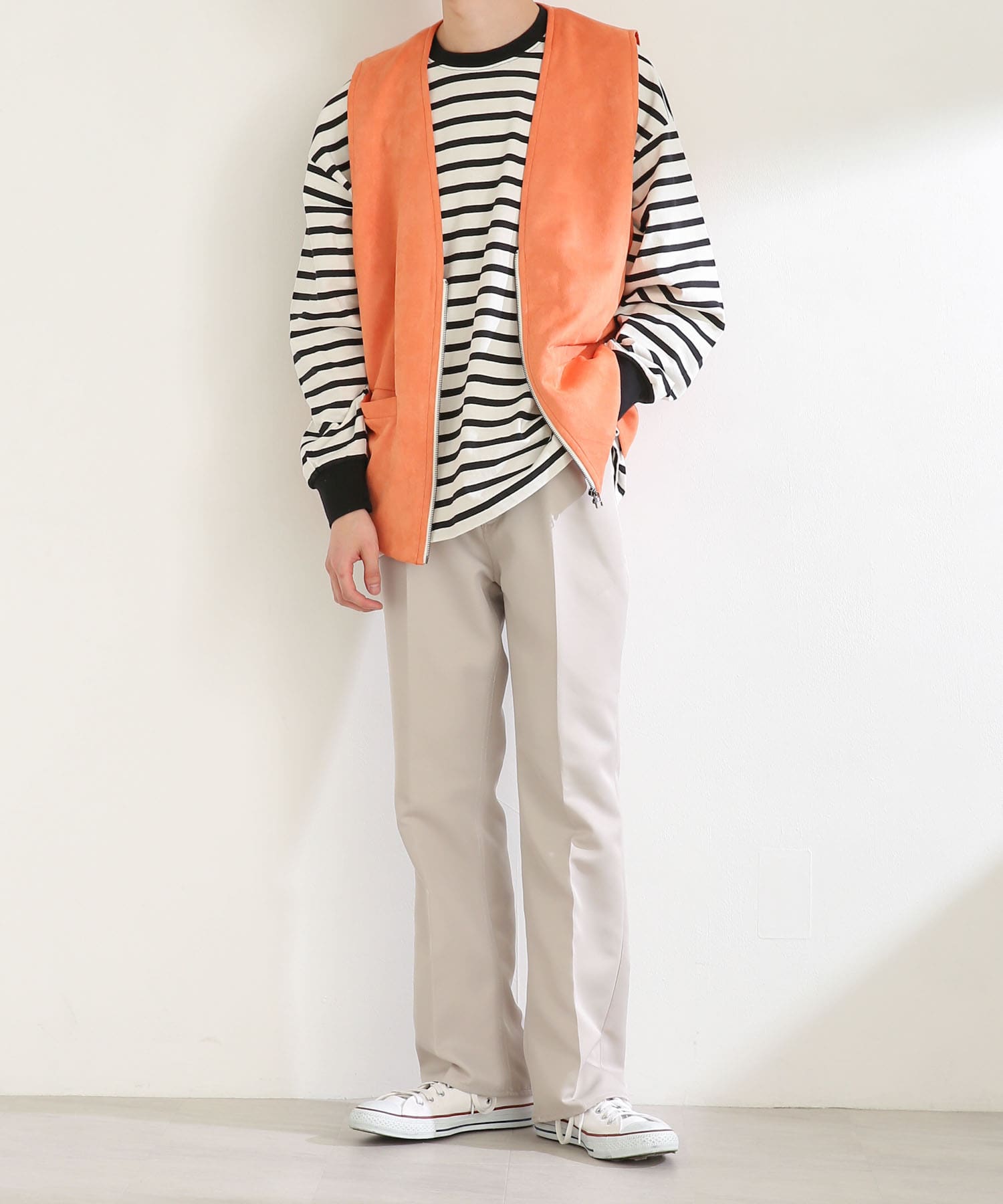 エコスエードジップベスト ORANGE M