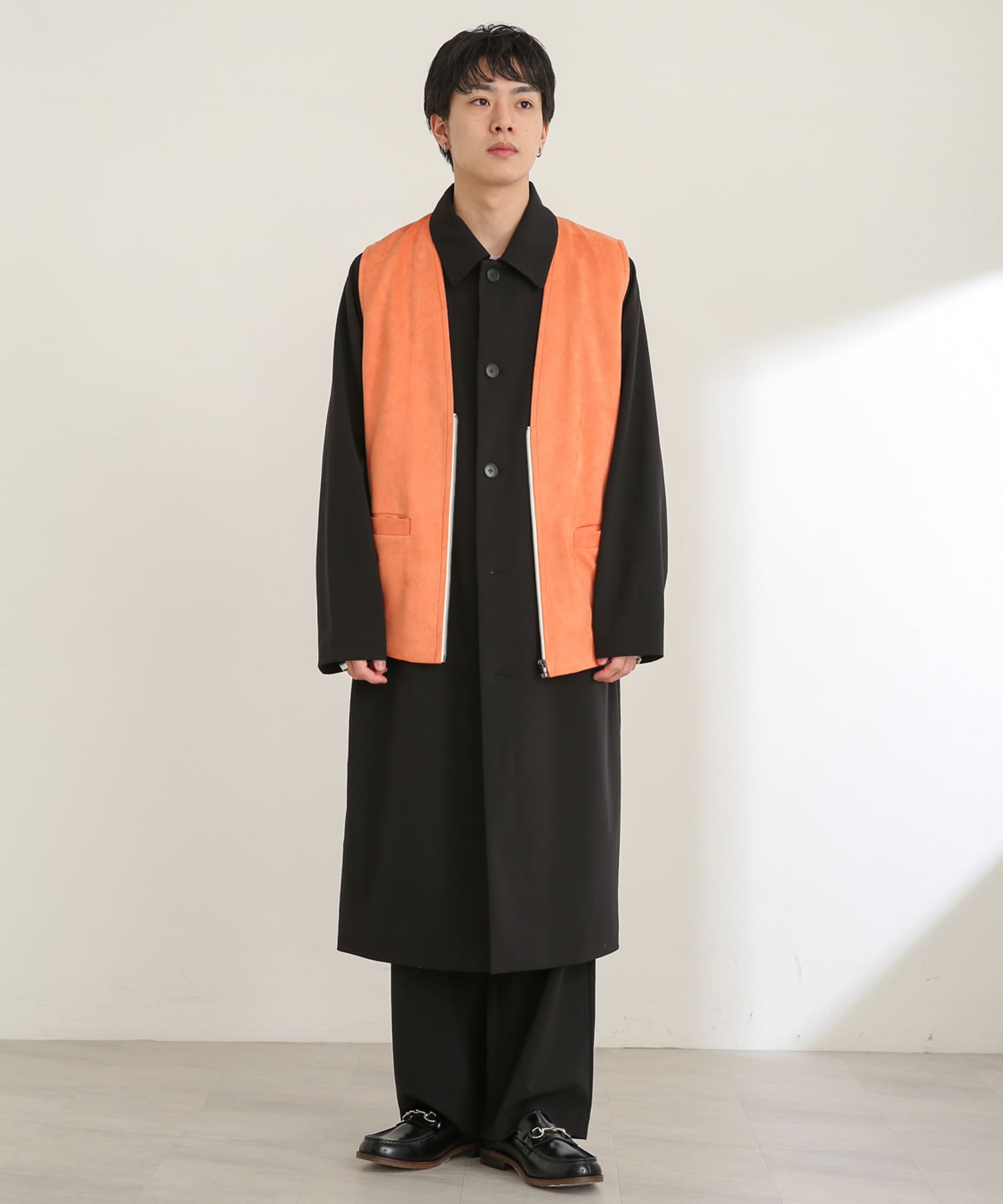 エコスエードジップベスト ORANGE M