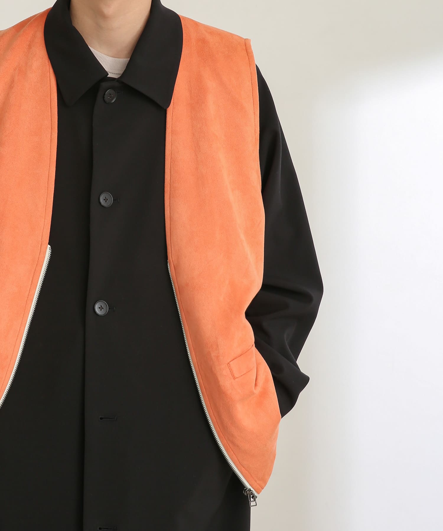 エコスエードジップベスト ORANGE L