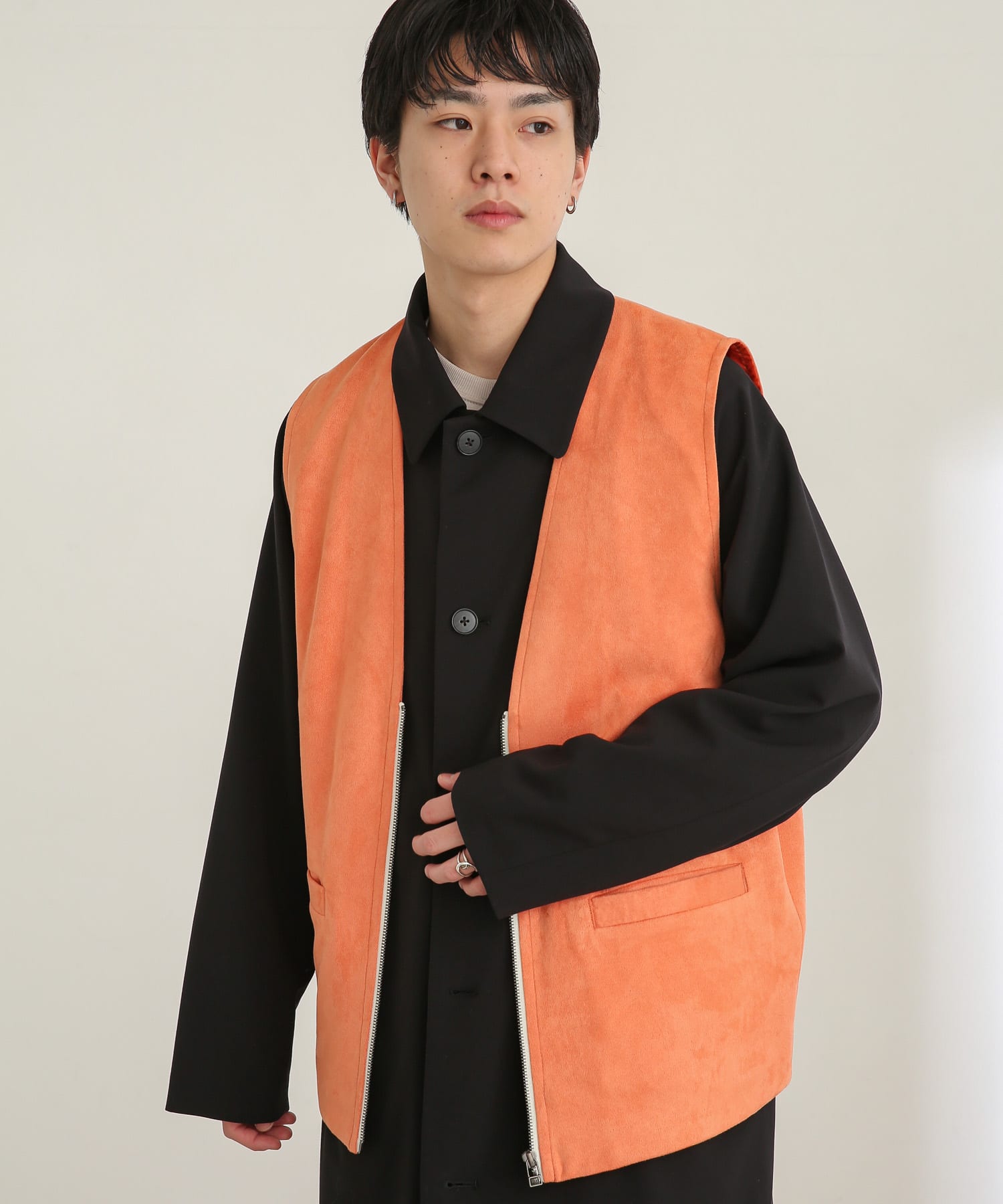 エコスエードジップベスト ORANGE L