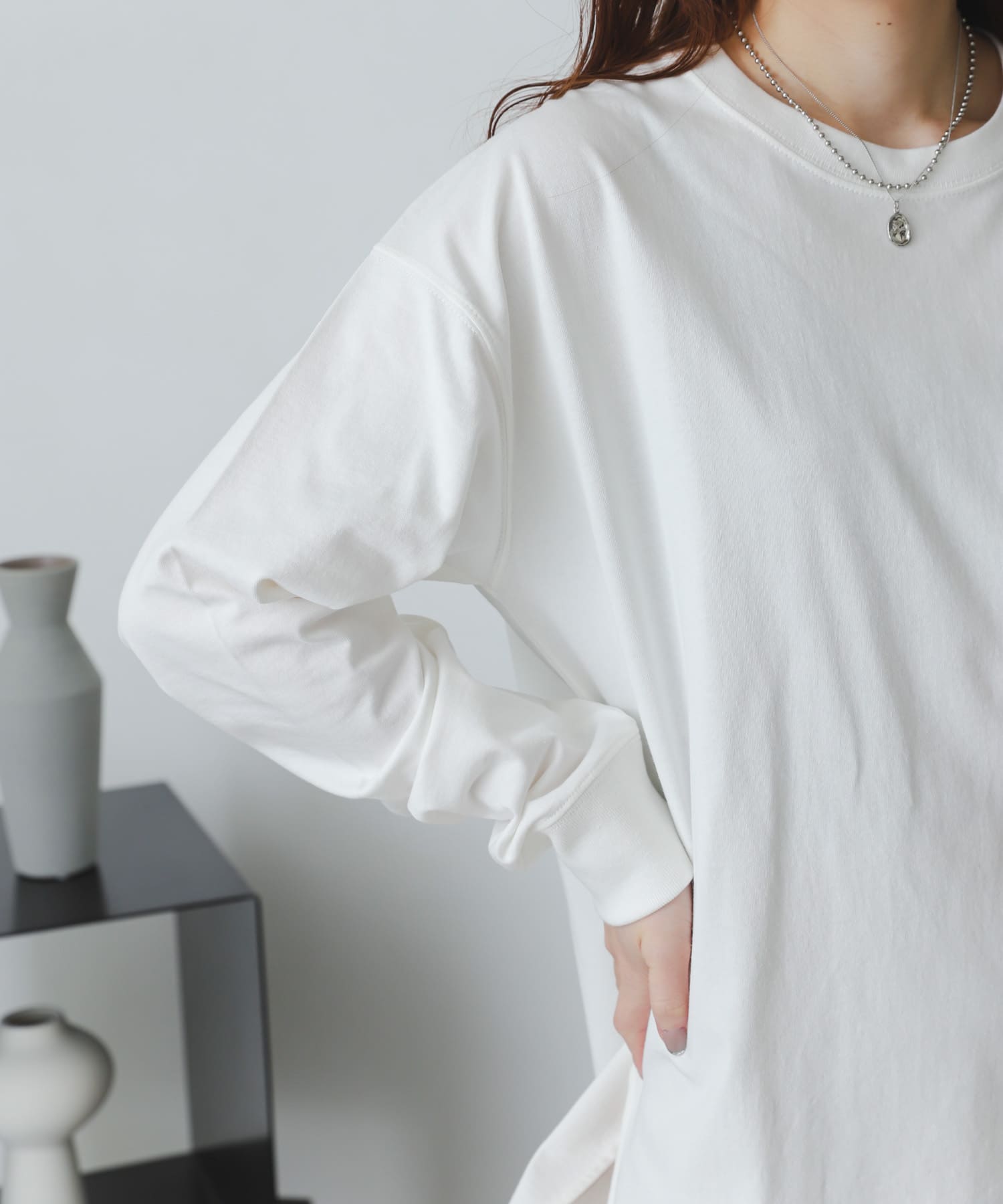 オーガニックコットンチュニックトップ OFF WHITE one