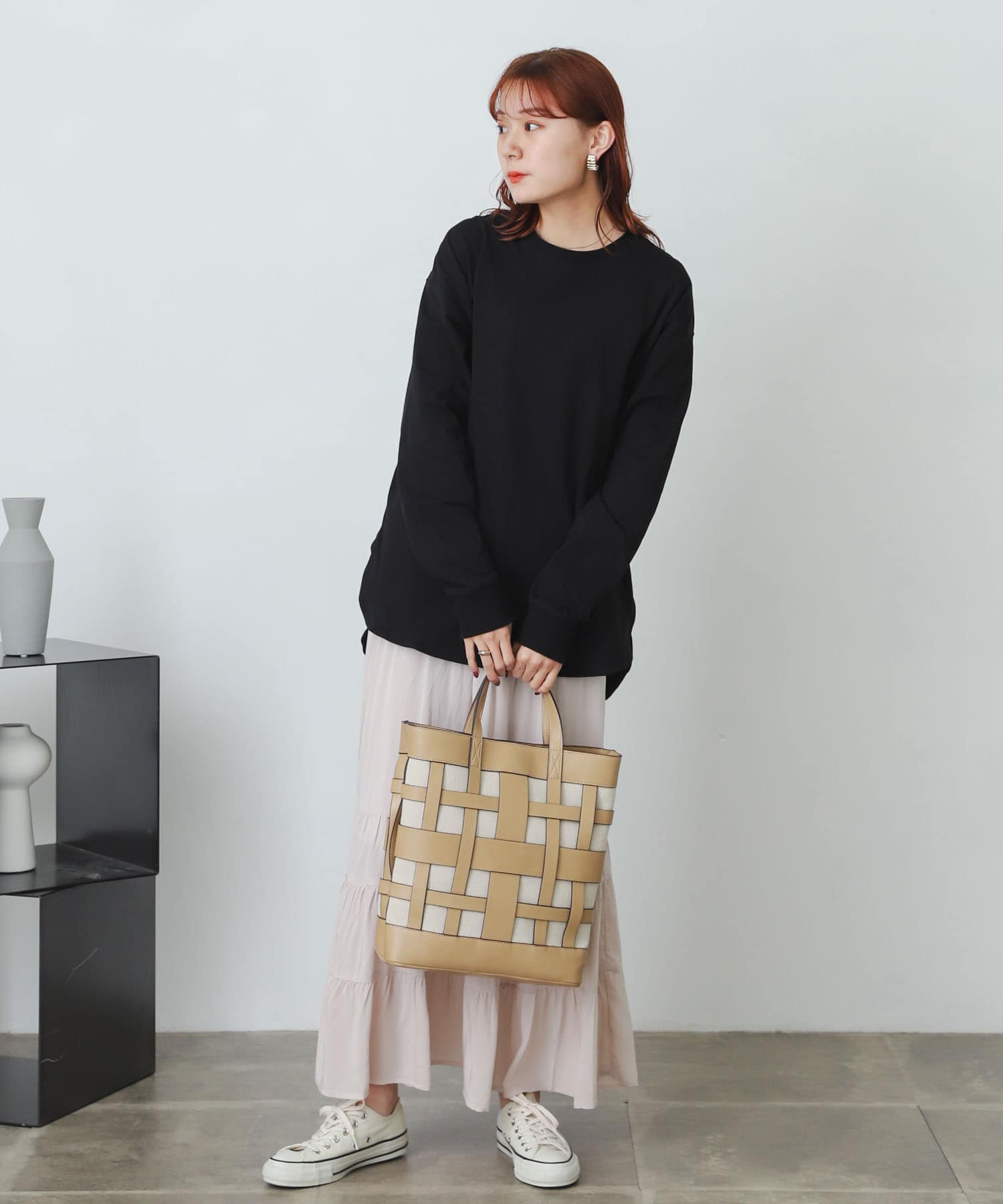 オーガニックコットンチュニックトップ BLACK one