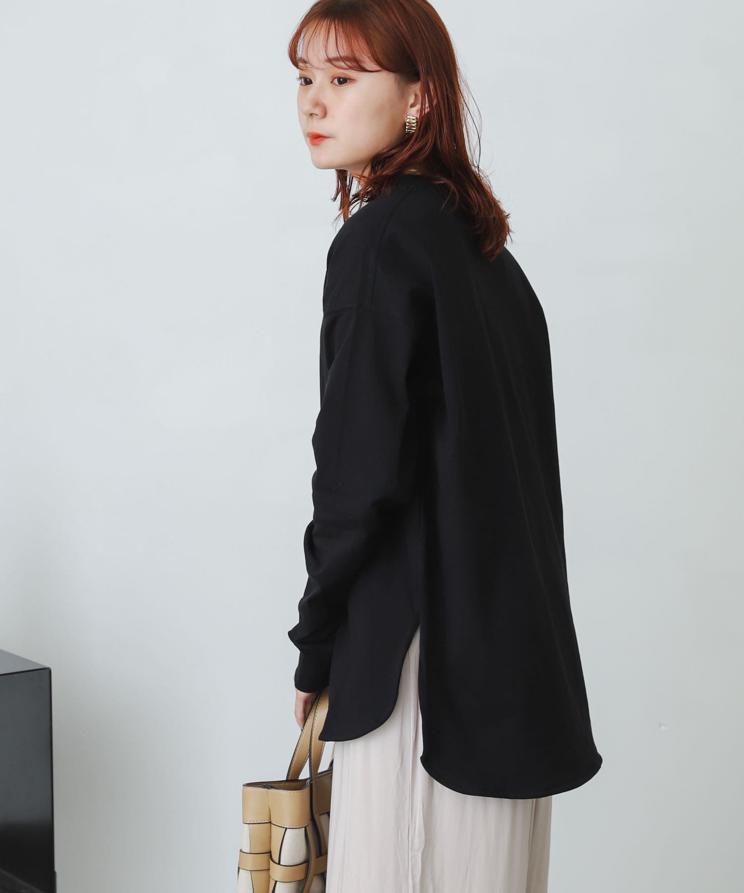 オーガニックコットンチュニックトップ BLACK one