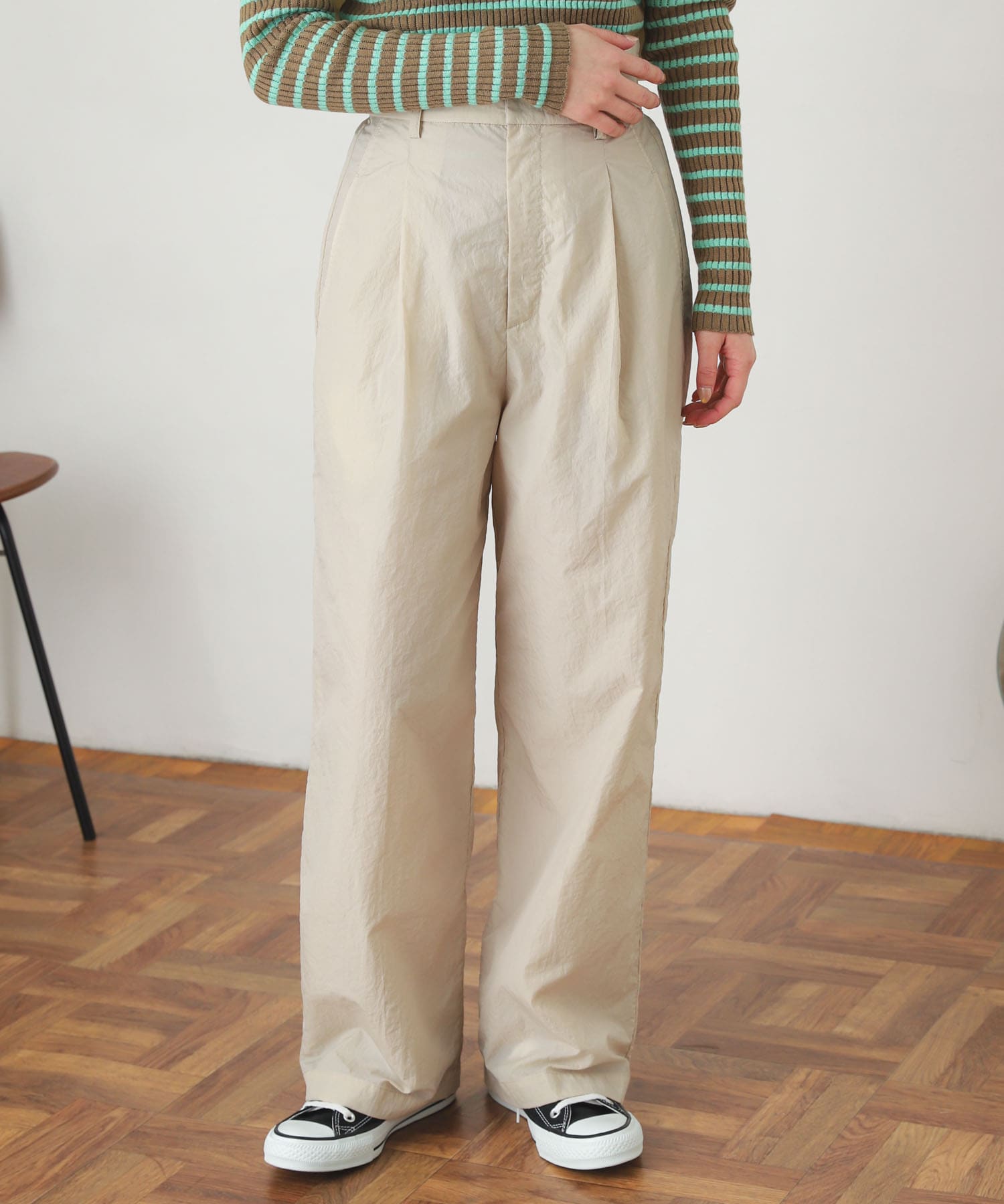 ハイウエストタックパンツ IVORY S