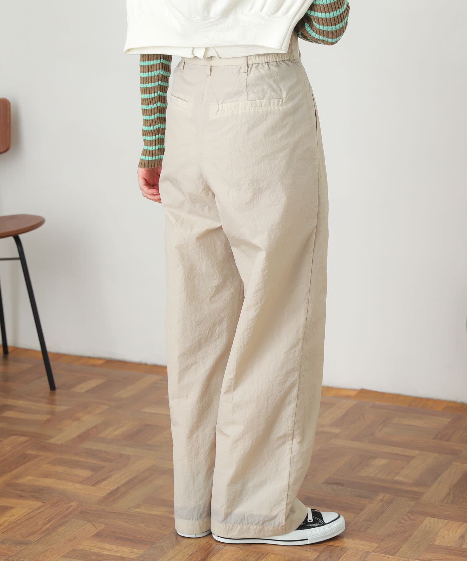 ハイウエストタックパンツ IVORY S