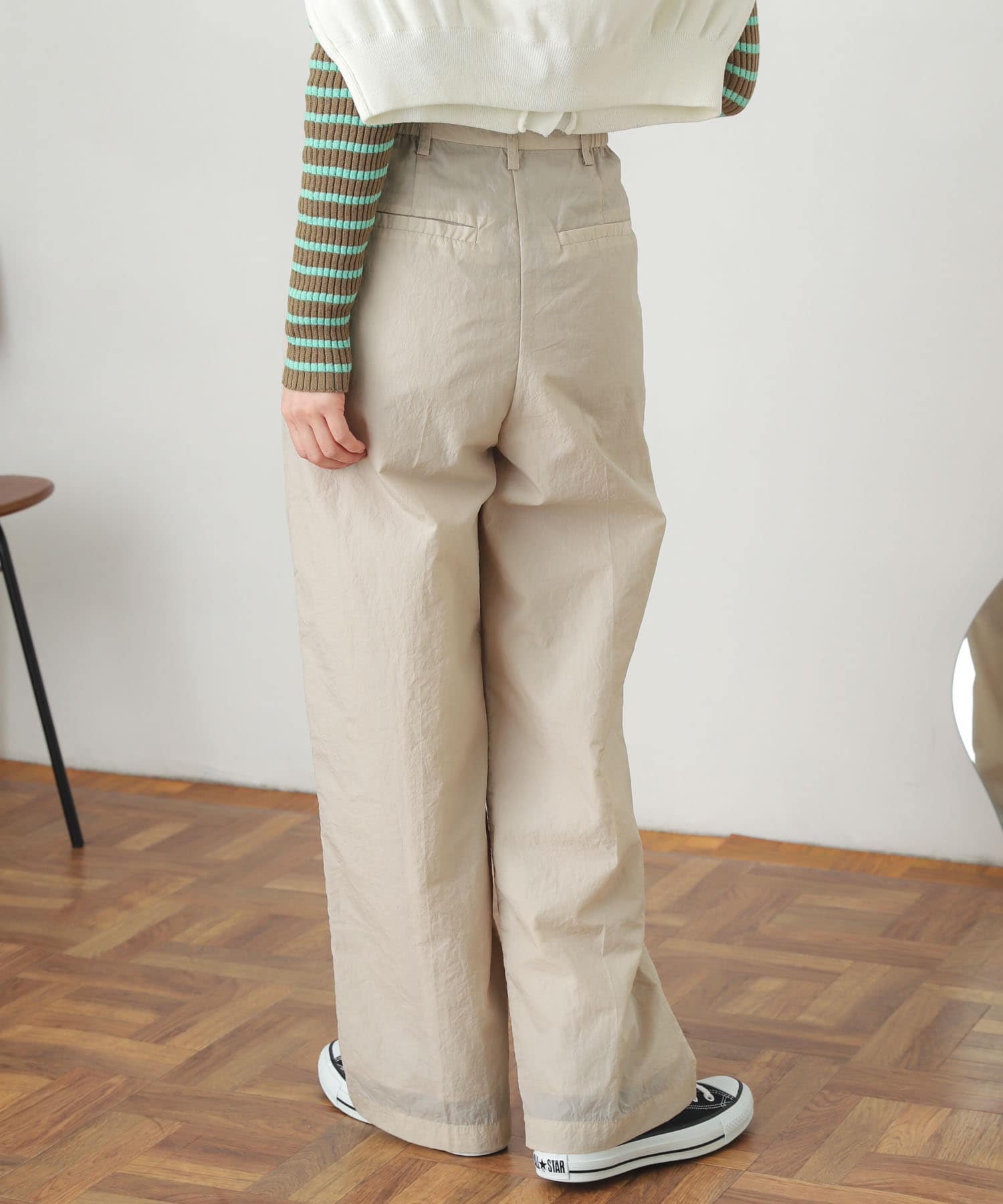 ハイウエストタックパンツ IVORY S