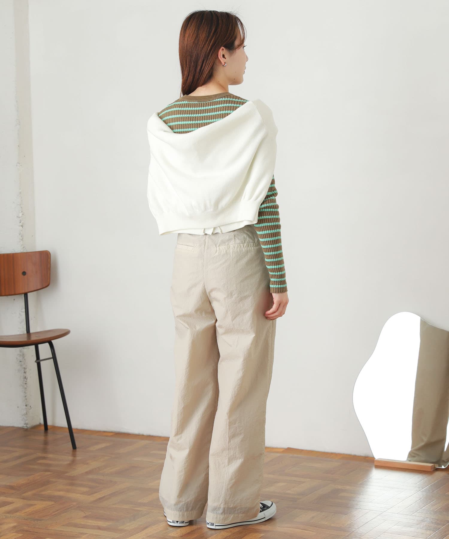 ハイウエストタックパンツ IVORY M