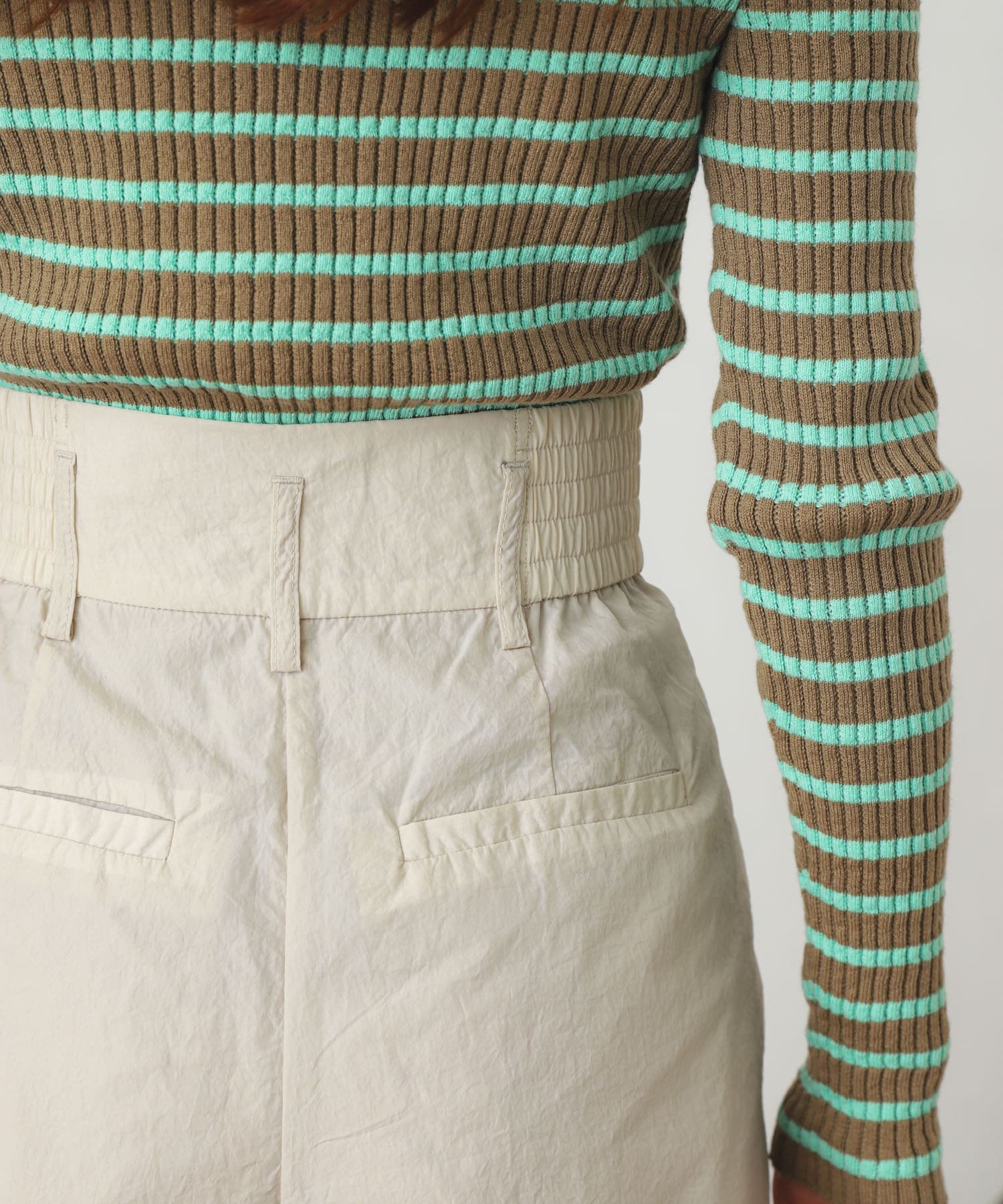 ハイウエストタックパンツ IVORY S