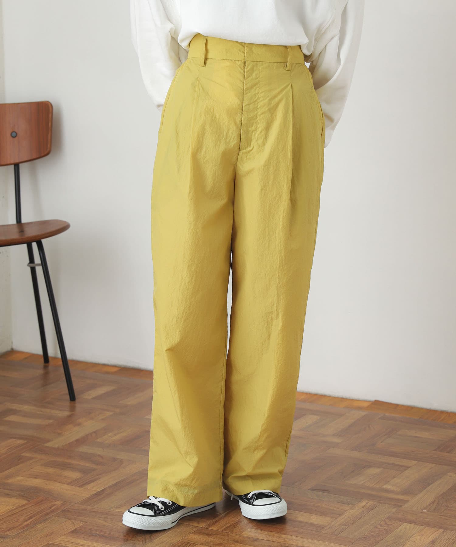 ハイウエストタックパンツ YELLOW S