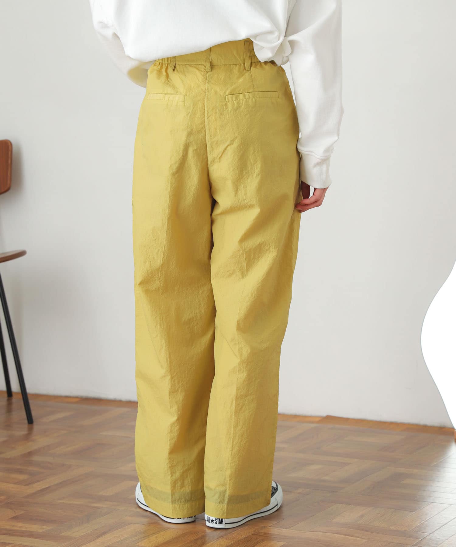 ハイウエストタックパンツ YELLOW S