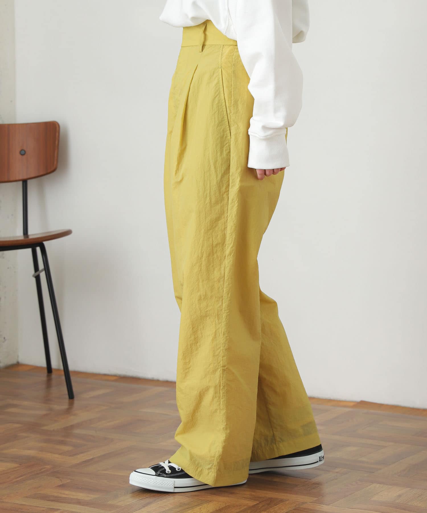 ハイウエストタックパンツ YELLOW S