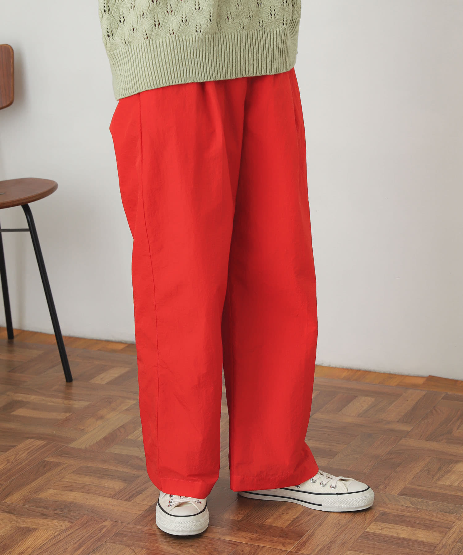 ハイウエストタックパンツ RED S