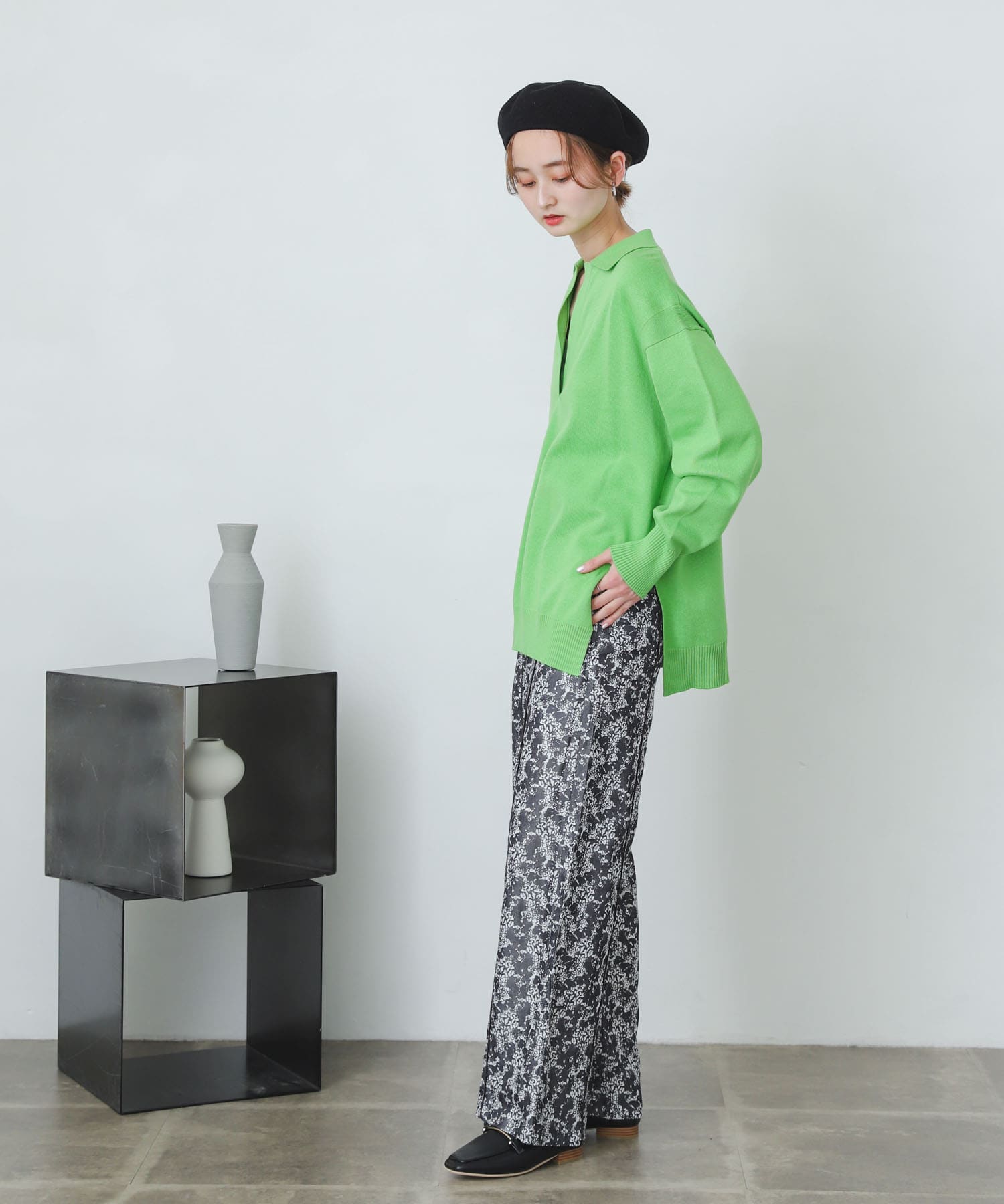 アートフラワーパイピングパンツ BLACK S