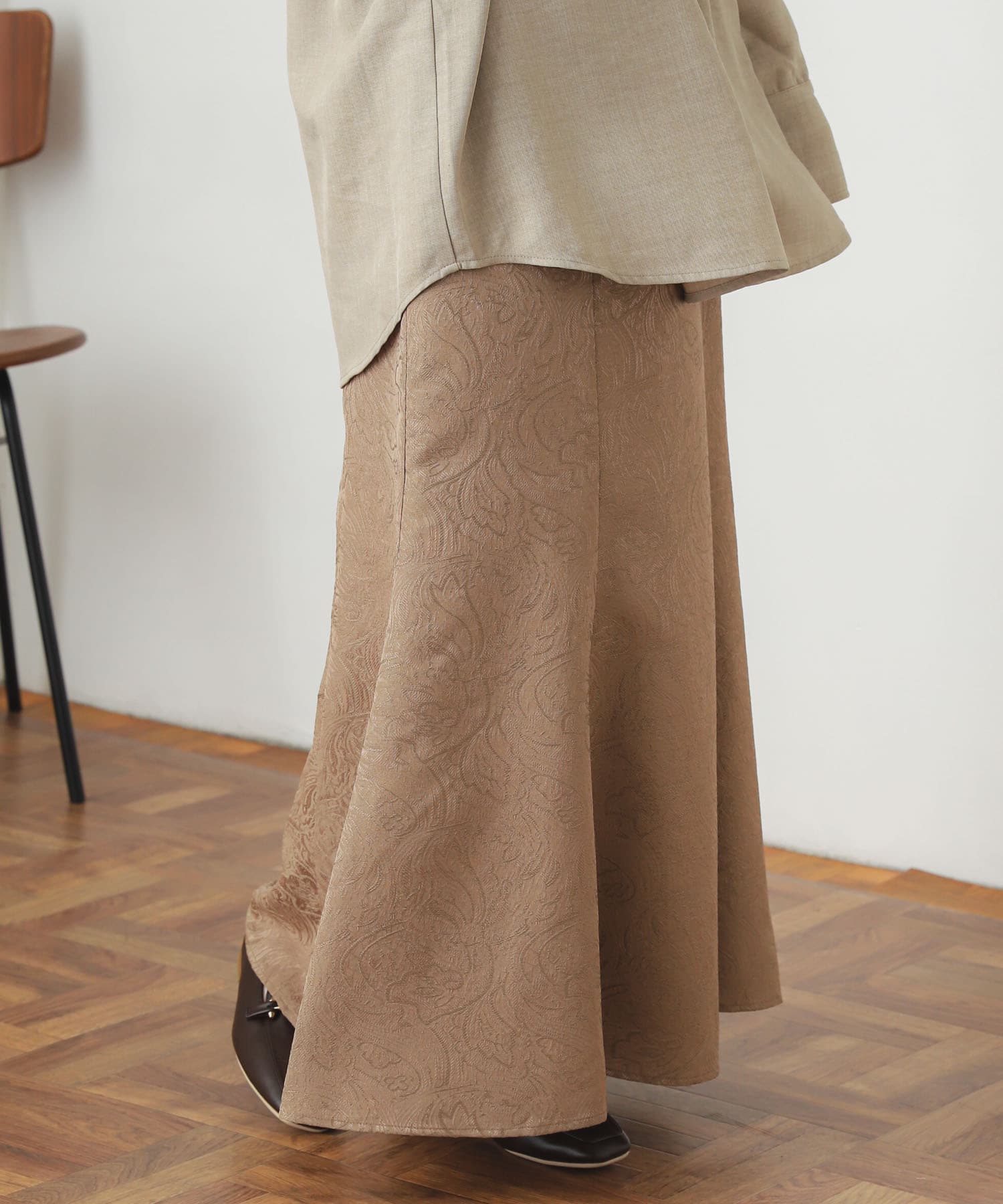 ジャガードマーメイドスカート BEIGE one