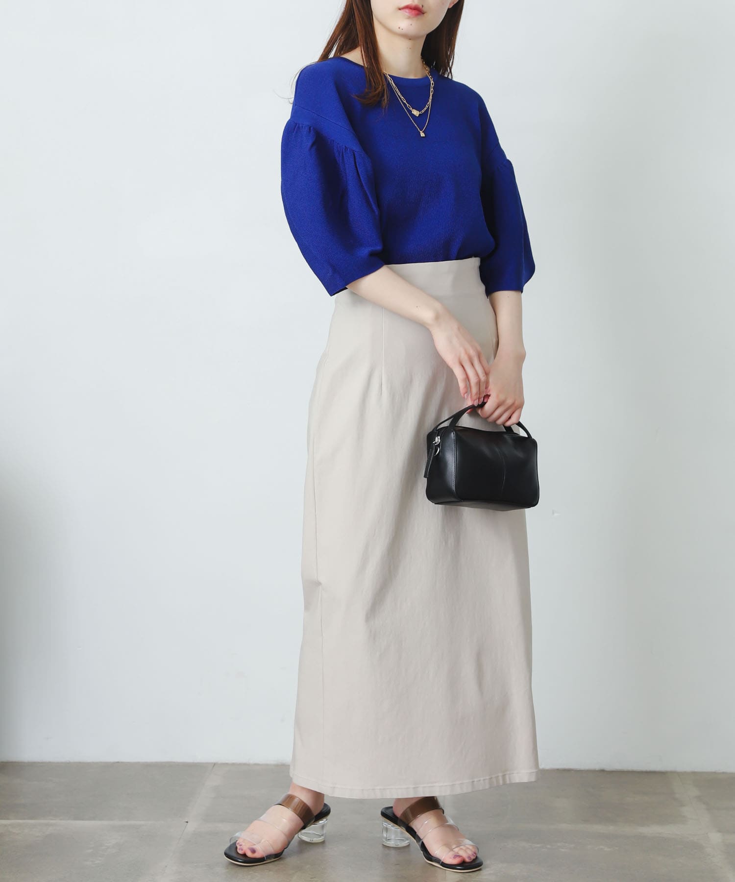 ストレッチサスツキハイウエストスカート GREIGE S