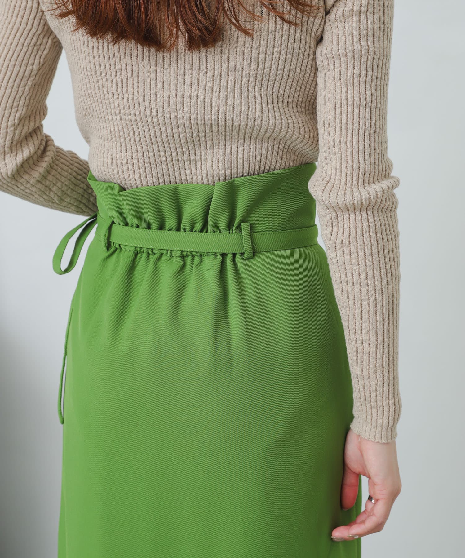 『XS・TALL展開あり』カルゼハイウエストラップスカート GREEN S