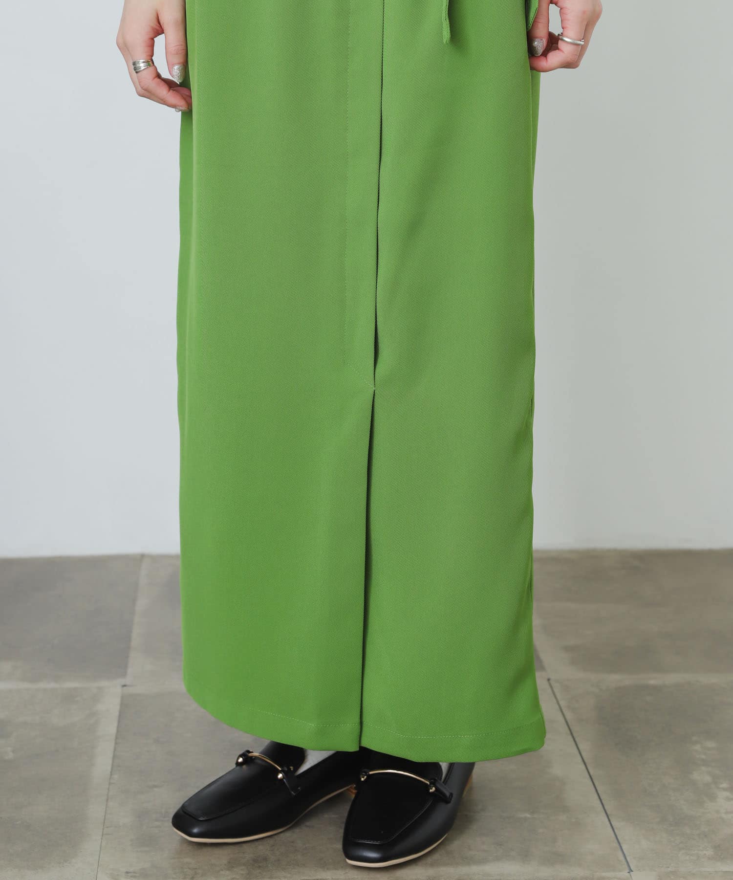 『XS・TALL展開あり』カルゼハイウエストラップスカート GREEN S