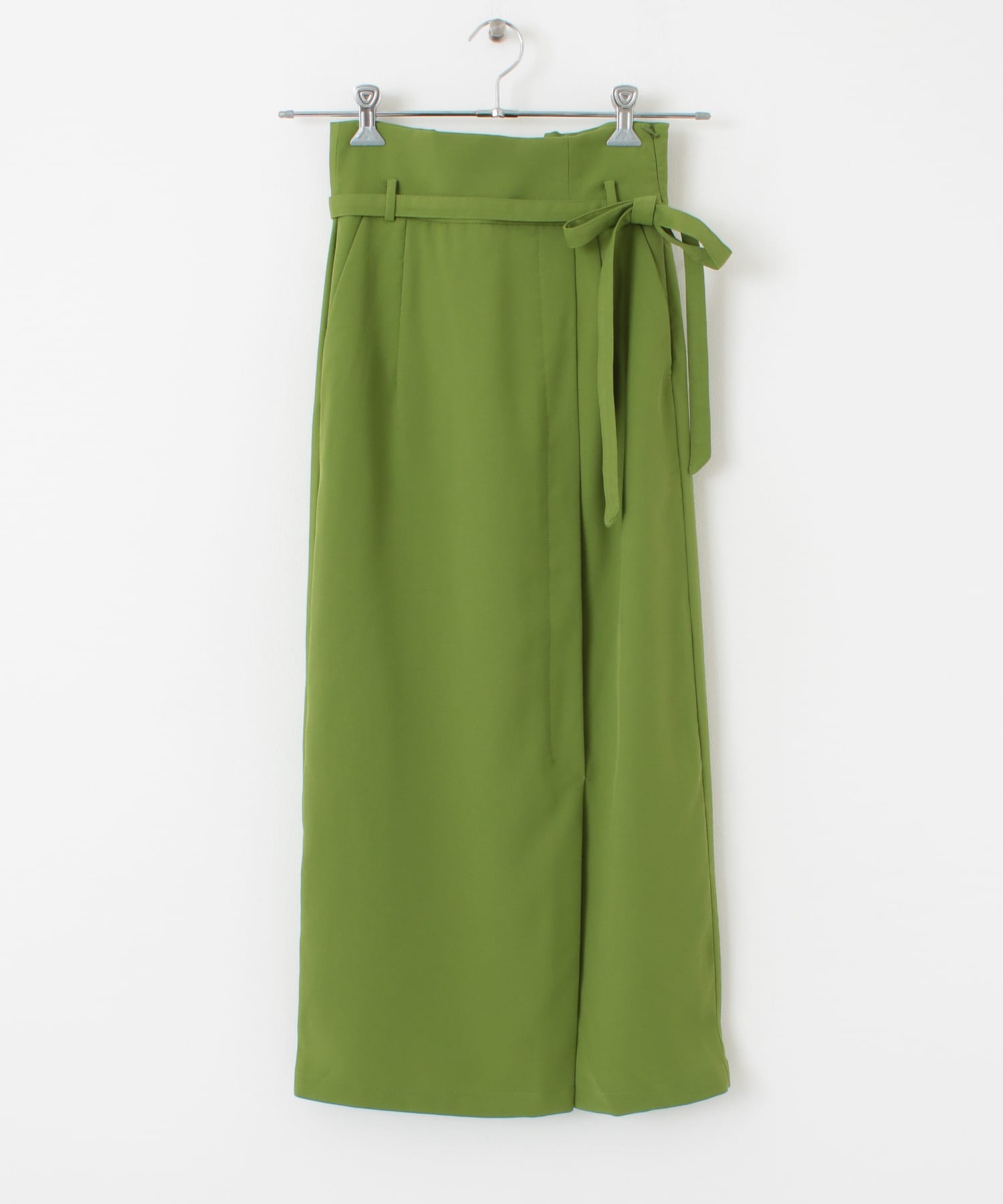 『XS・TALL展開あり』カルゼハイウエストラップスカート GREEN XS