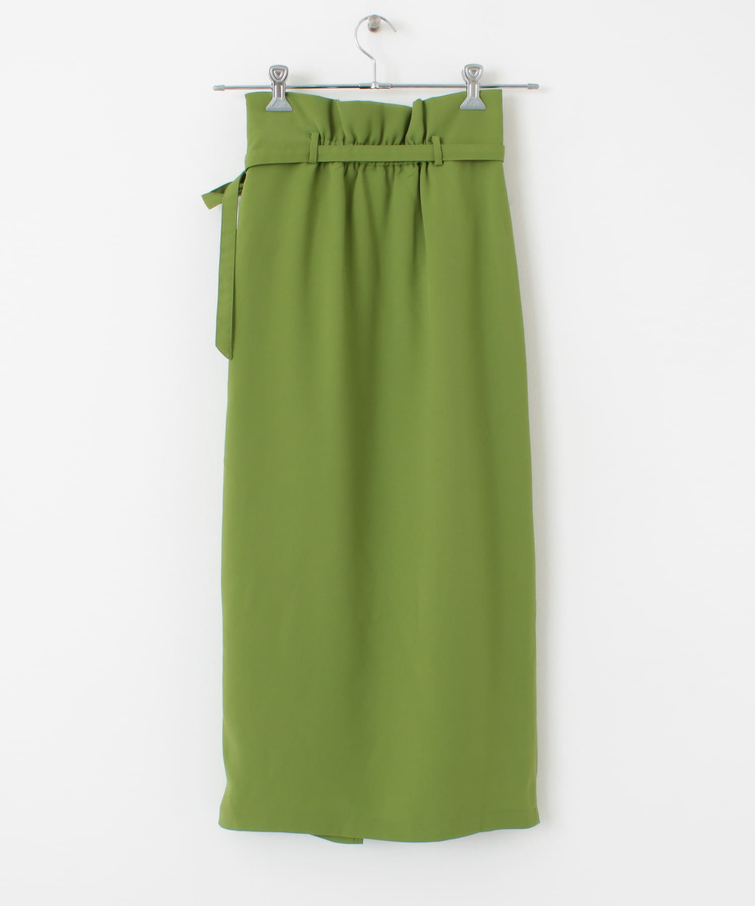 『XS・TALL展開あり』カルゼハイウエストラップスカート GREEN XS