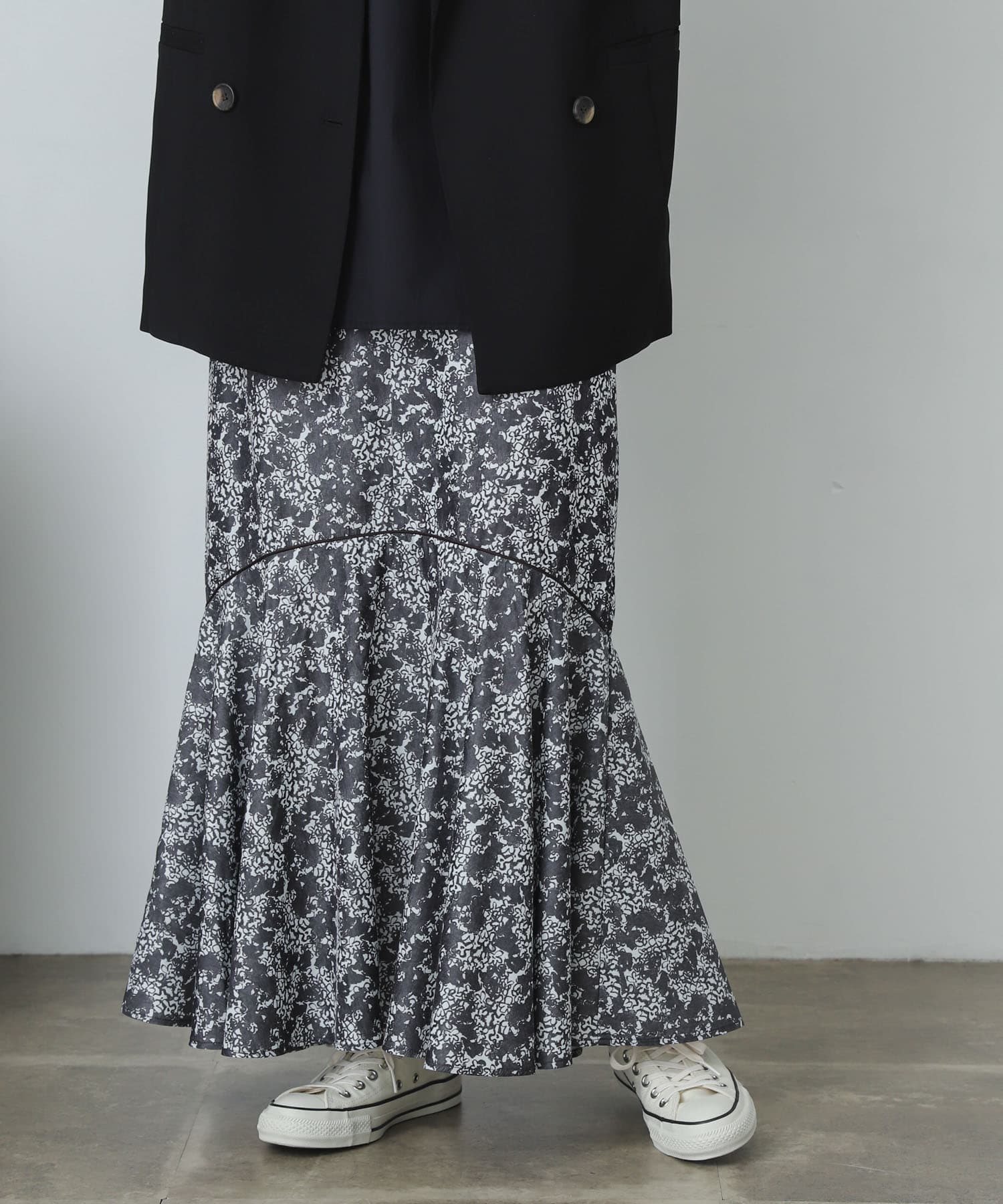 アートフラワーマーメイドスカート BLACK one