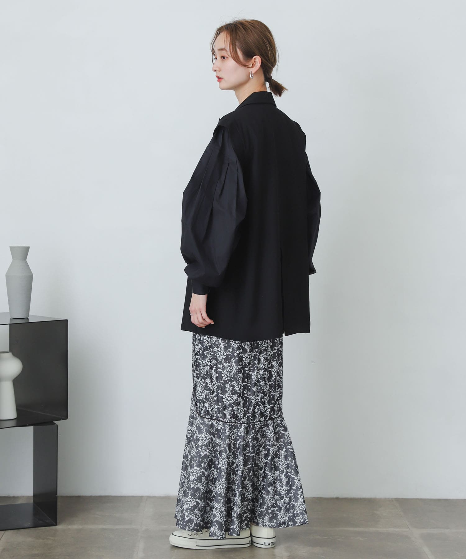 アートフラワーマーメイドスカート BLACK one