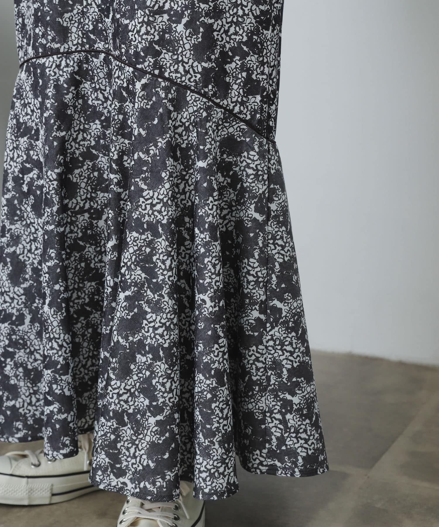 アートフラワーマーメイドスカート BLACK one