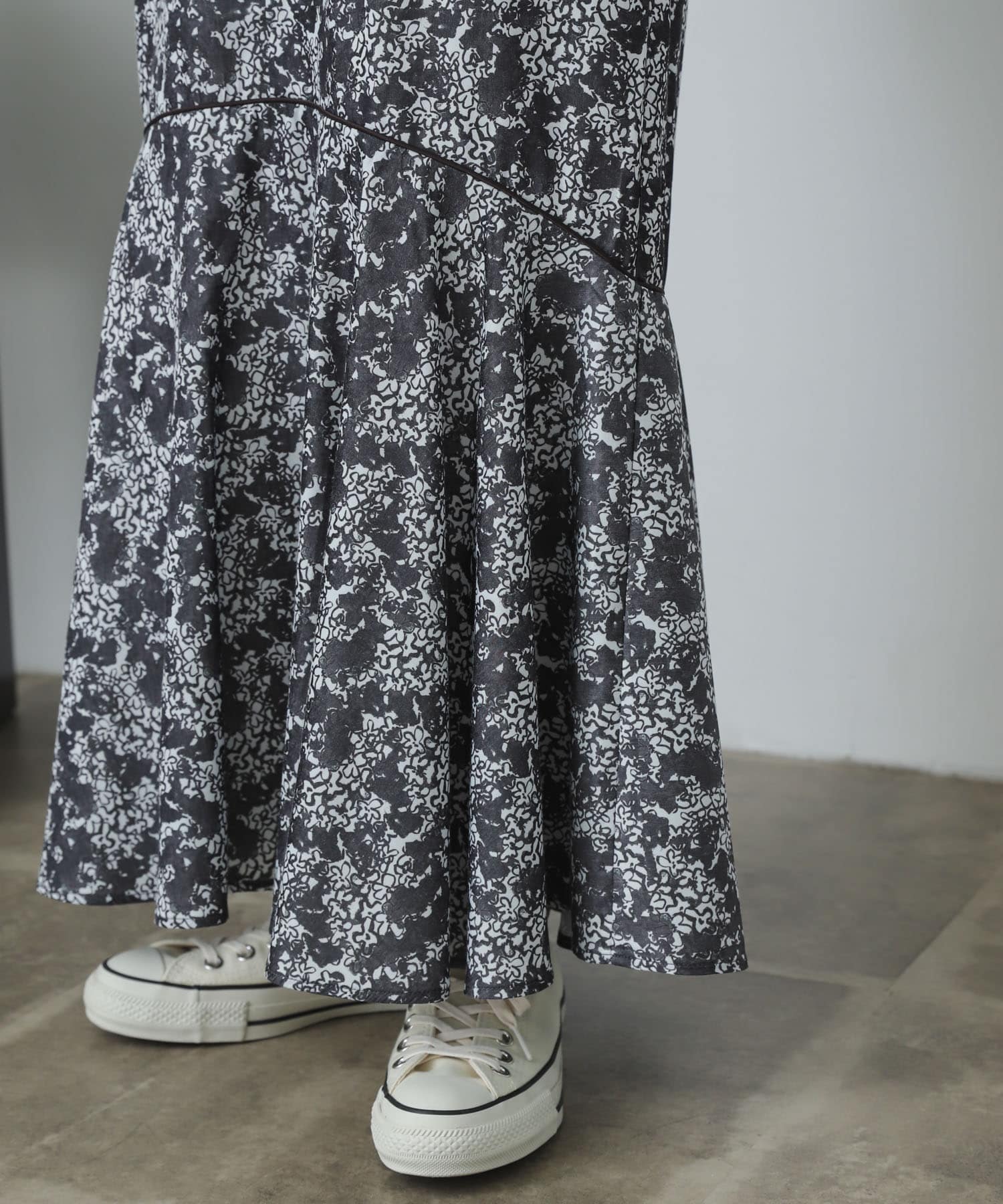 アートフラワーマーメイドスカート BLACK one