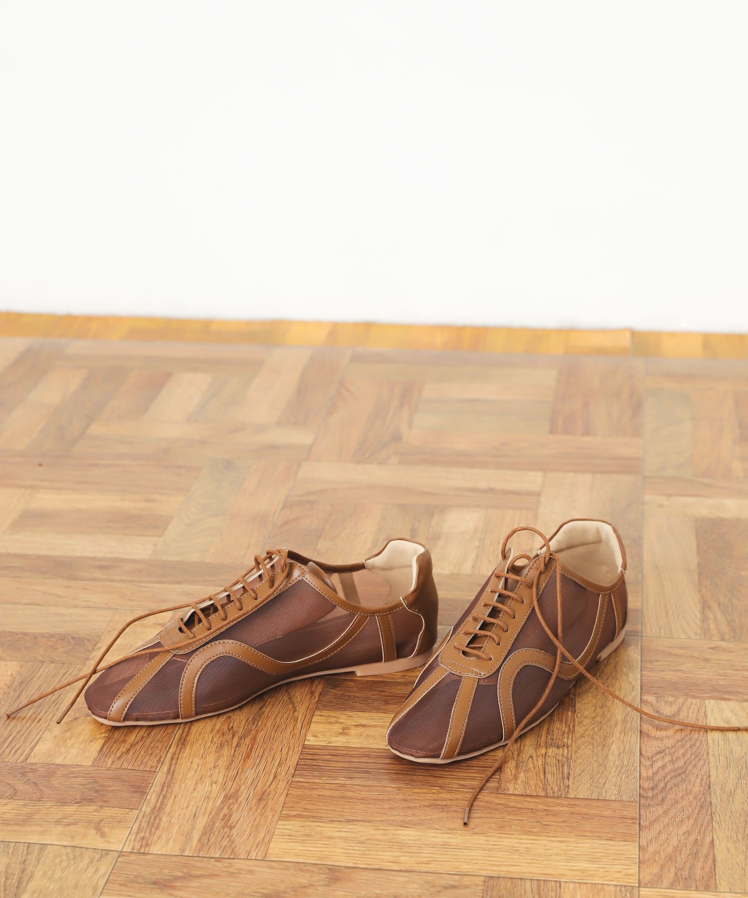 チュールスニーカー BROWN S